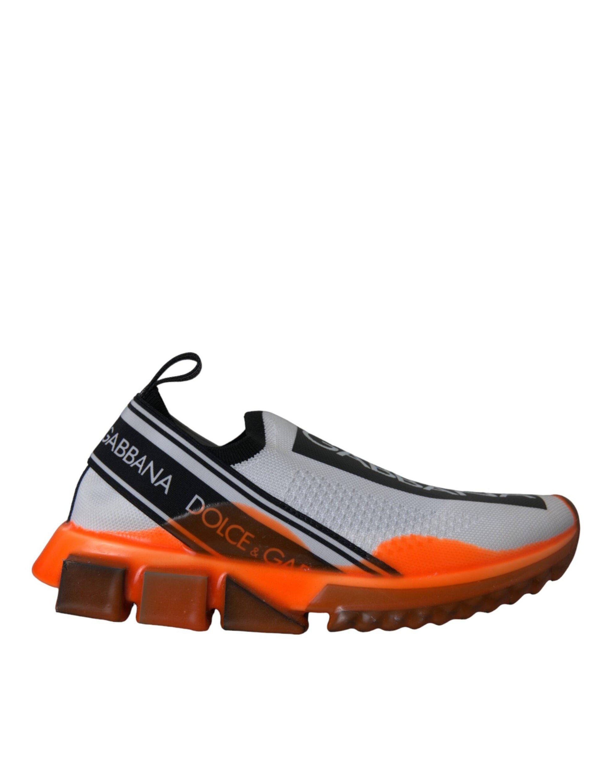 Dolce & Gabbana Black White Orange Slip On Sorrento Sneakers Shoes - ACCEXO