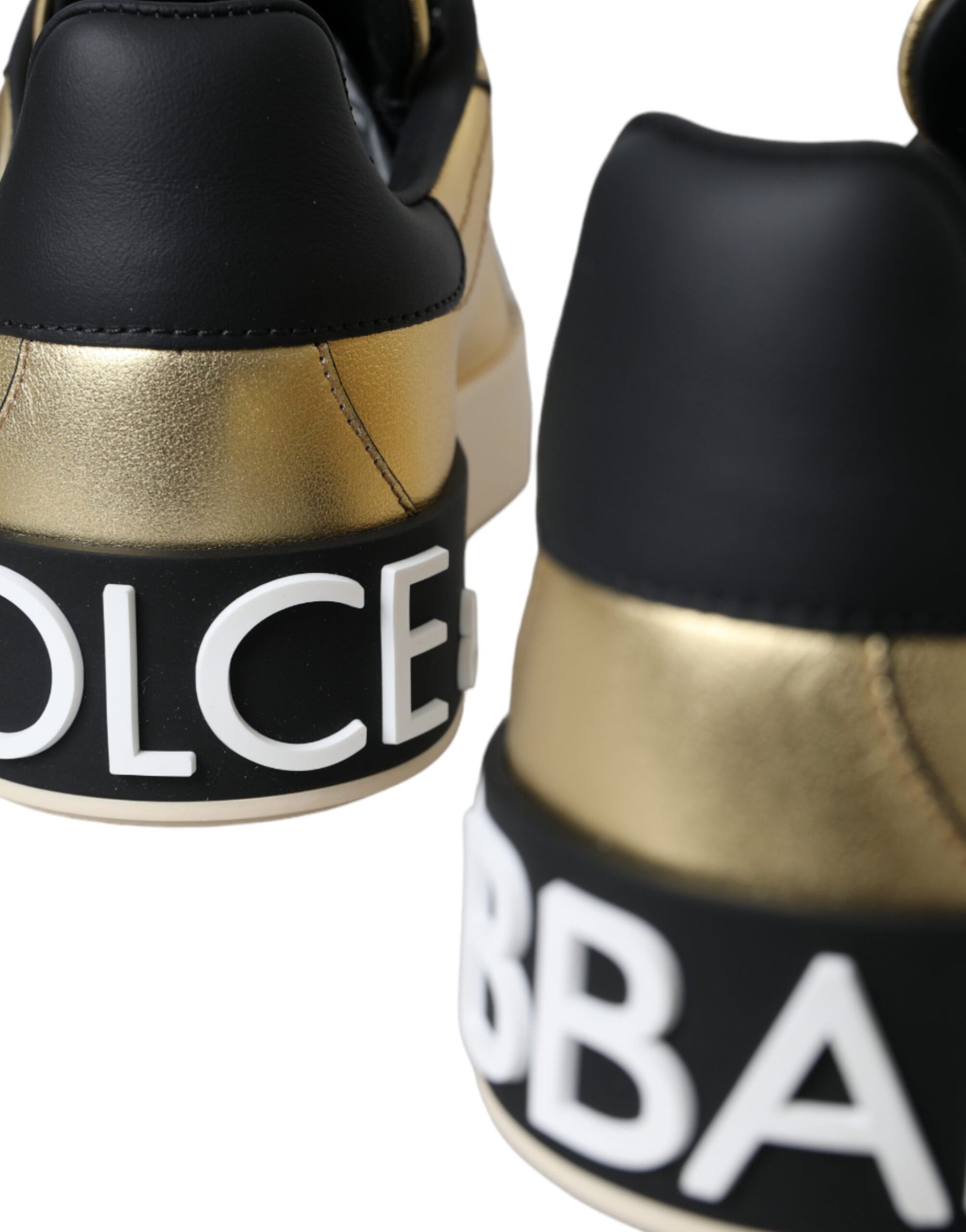 Dolce & Gabbana Gold Portofino Calf Leather Sneakers Women Shoes - ACCEXO