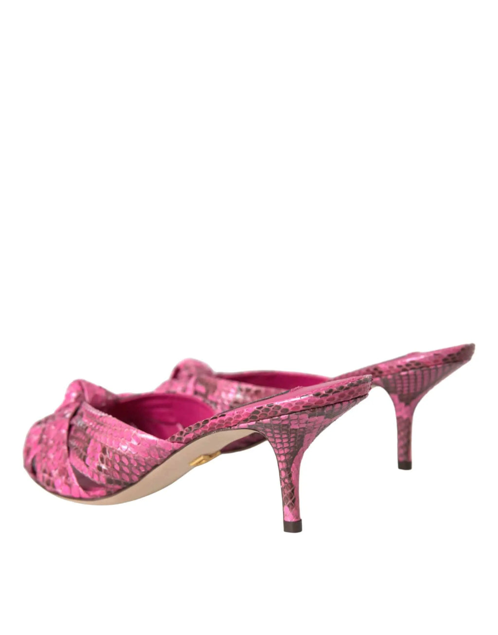 Dolce & Gabbana Pink Exotic Leather Kitten Heels Slides Shoes - ACCEXO