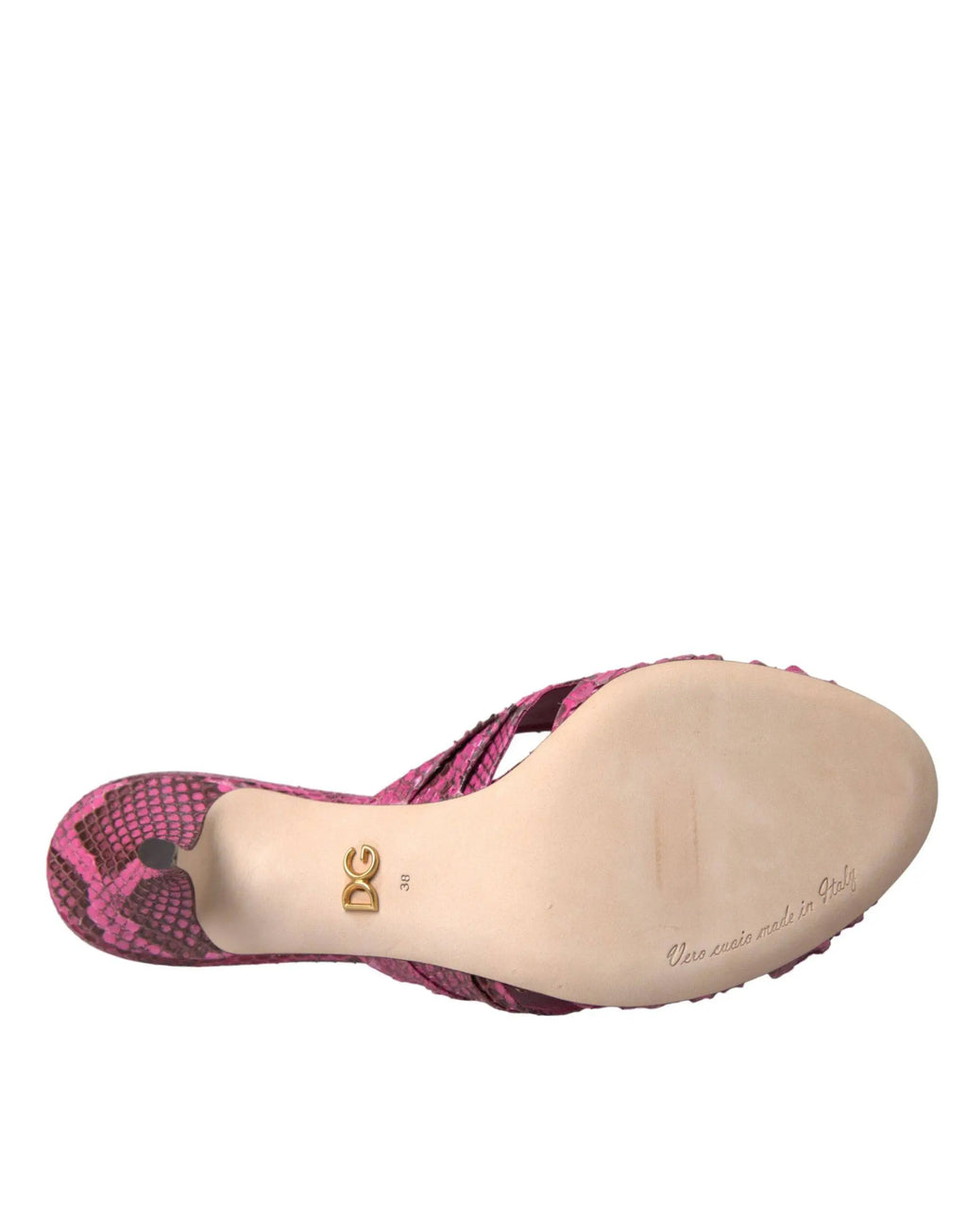 Dolce & Gabbana Pink Exotic Leather Kitten Heels Slides Shoes - ACCEXO