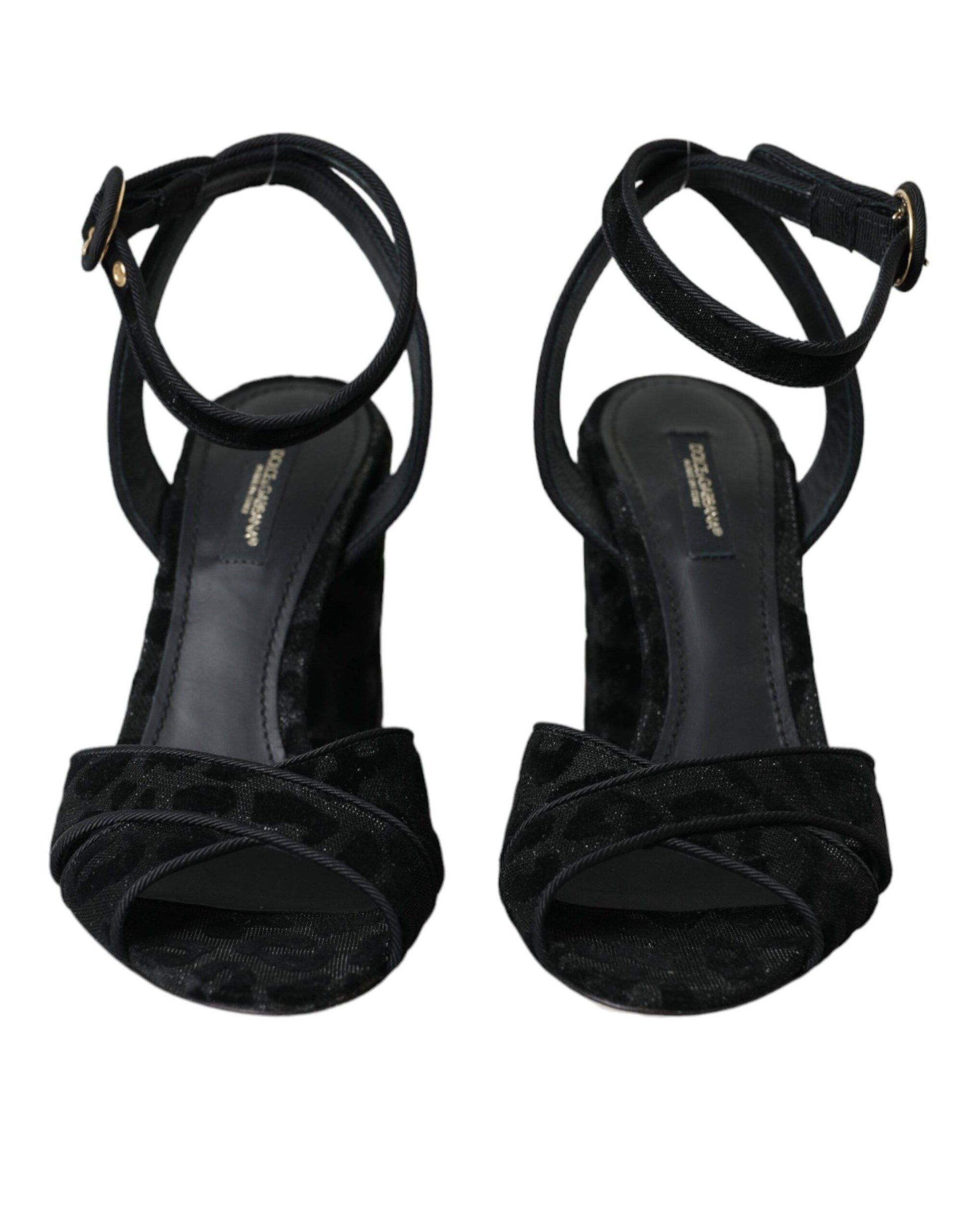 Dolce & Gabbana Black Leopard Suede Heels Sandals Shoes - ACCEXO