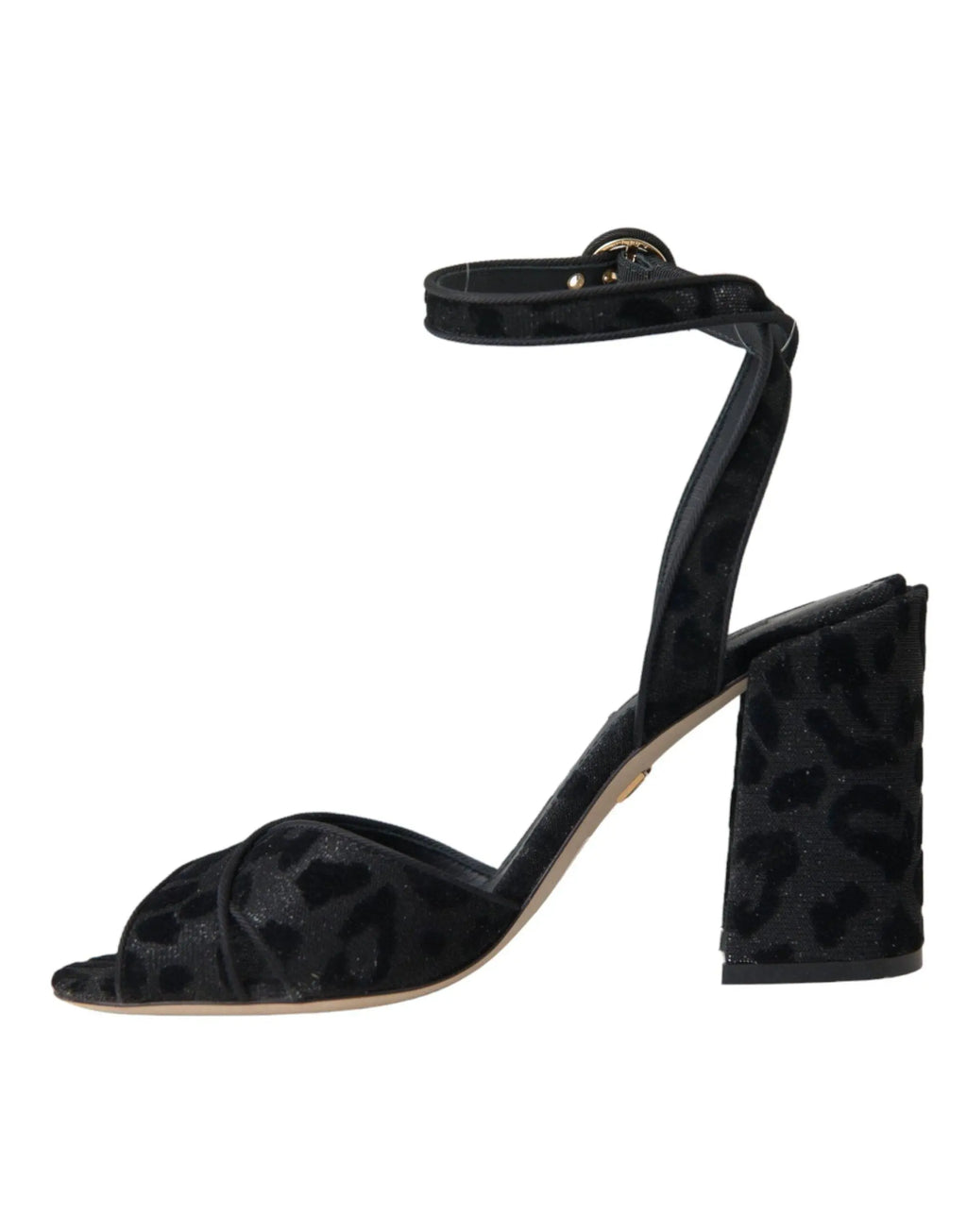 Dolce & Gabbana Black Leopard Suede Heels Sandals Shoes - ACCEXO