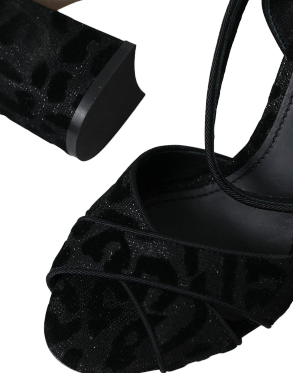 Dolce & Gabbana Black Leopard Suede Heels Sandals Shoes - ACCEXO
