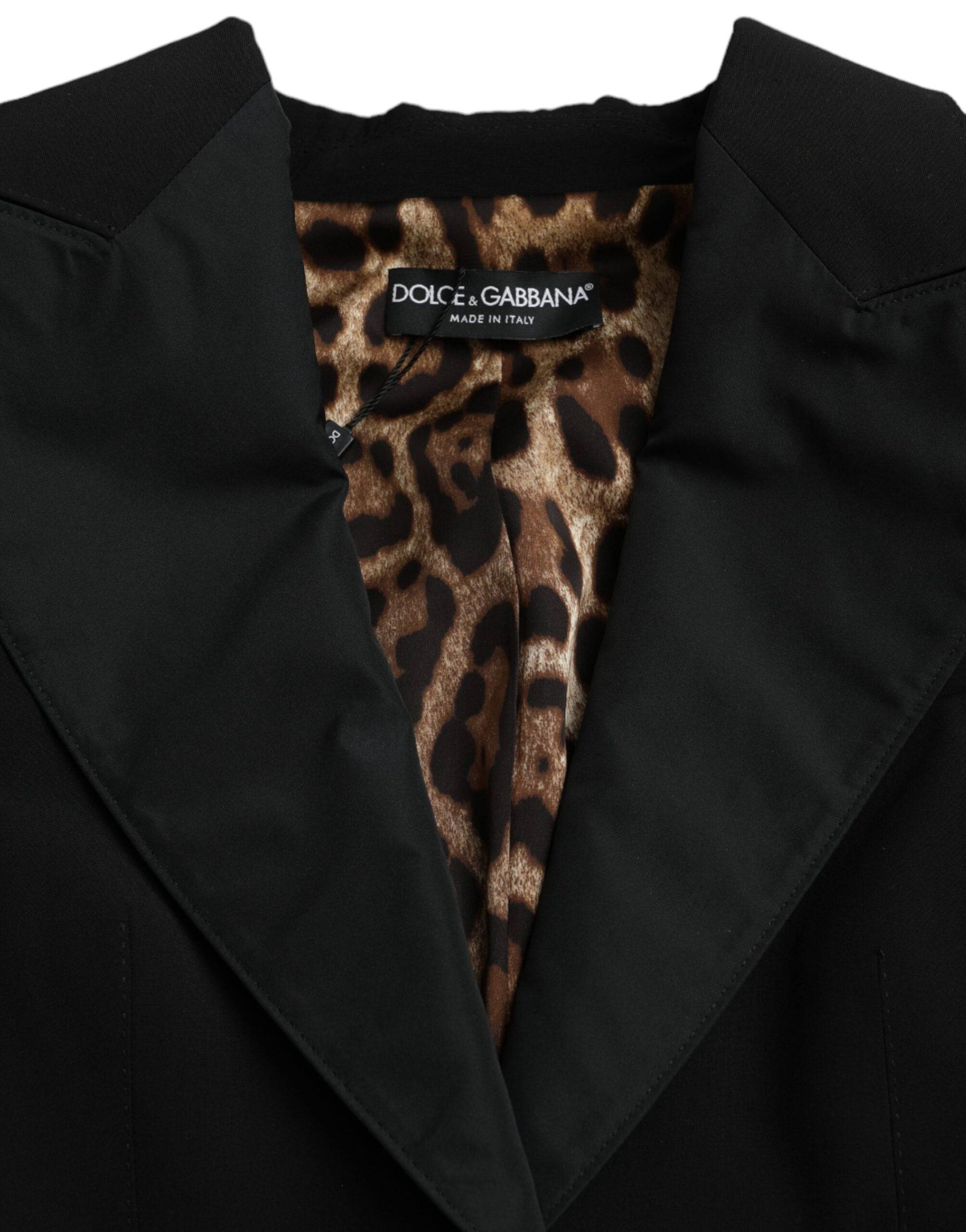 Dolce & Gabbana Black Polyester Puffed Sleeves Cropped Jacket - ACCEXO