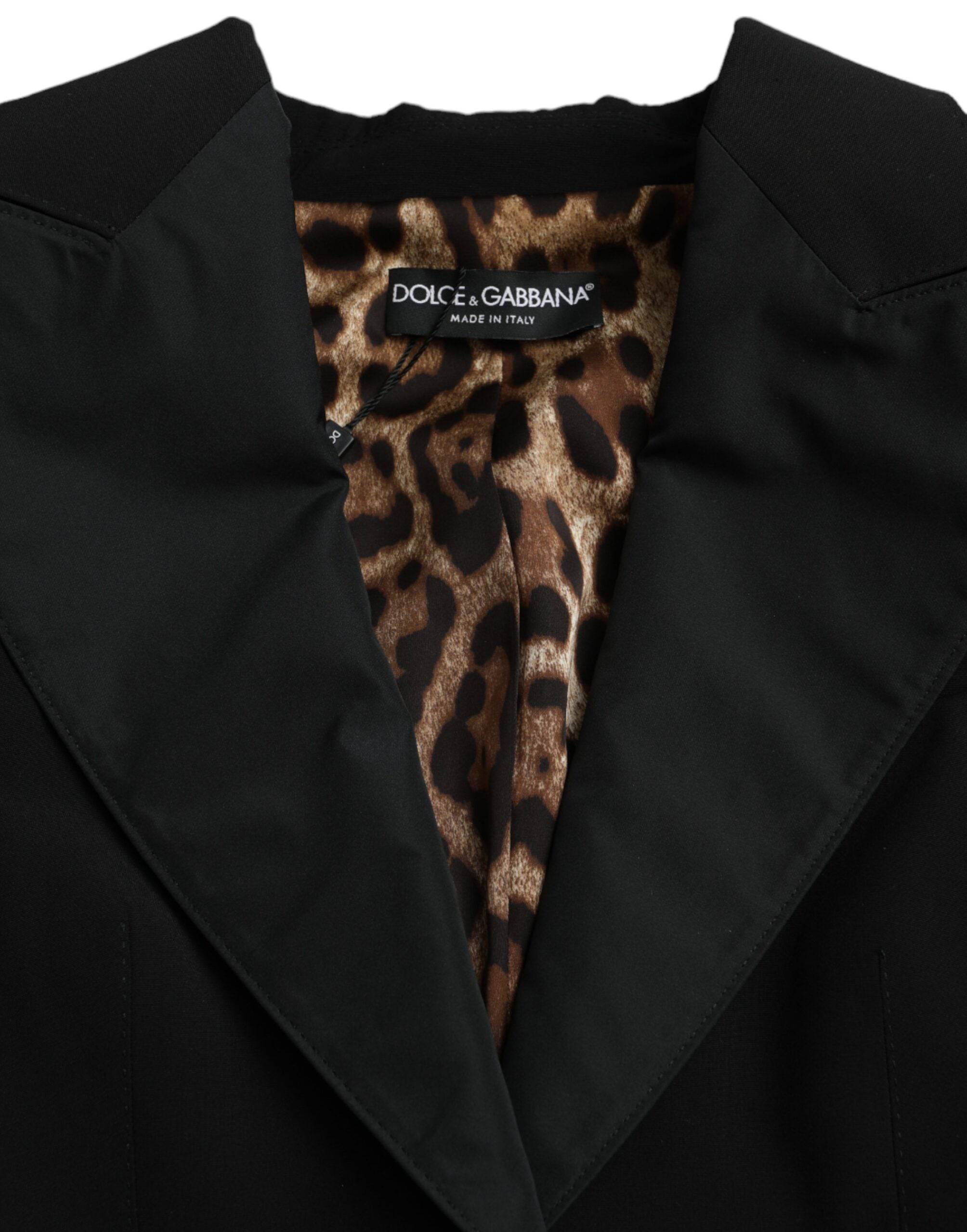 Dolce & Gabbana Black Polyester Puffed Sleeves Cropped Jacket - ACCEXO