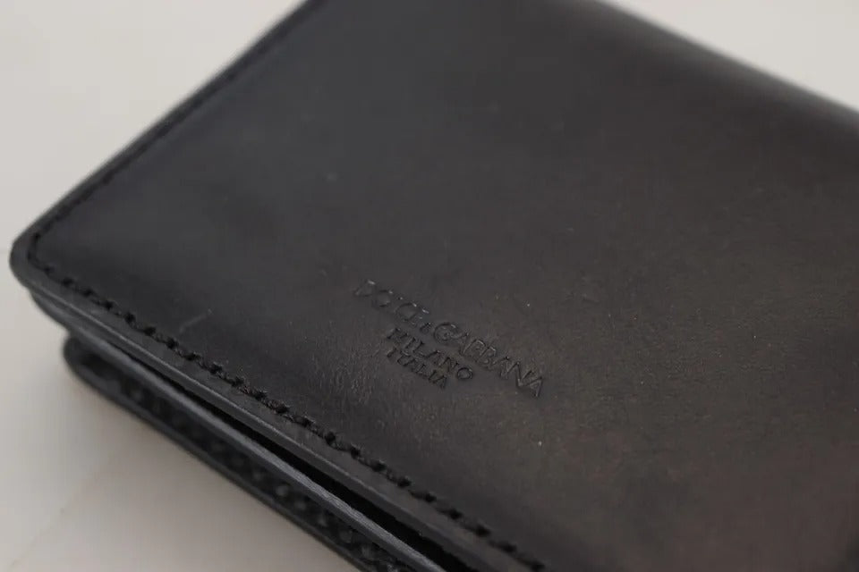 Dolce & Gabbana Black Leather Bifold Shoulder Sling Women Wallet - ACCEXO