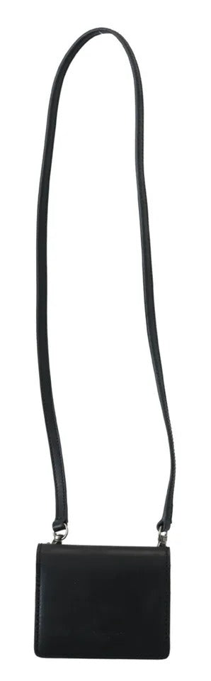 Dolce & Gabbana Black Leather Bifold Shoulder Sling Women Wallet - ACCEXO