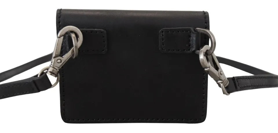Dolce & Gabbana Black Leather Bifold Shoulder Sling Women Wallet - ACCEXO
