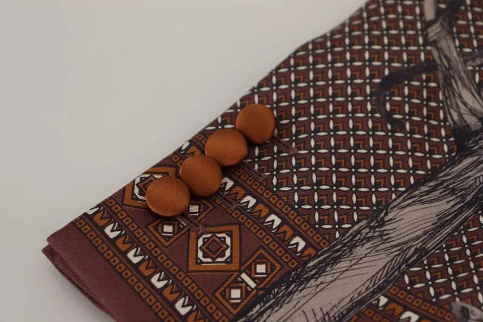 Dolce & Gabbana Bronze Monkey Print Silk Slim Jacket Blazer - ACCEXO