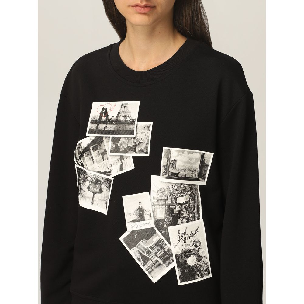 Love Moschino Chic Black Sweatshirt with Designer Emblem - ACCEXO