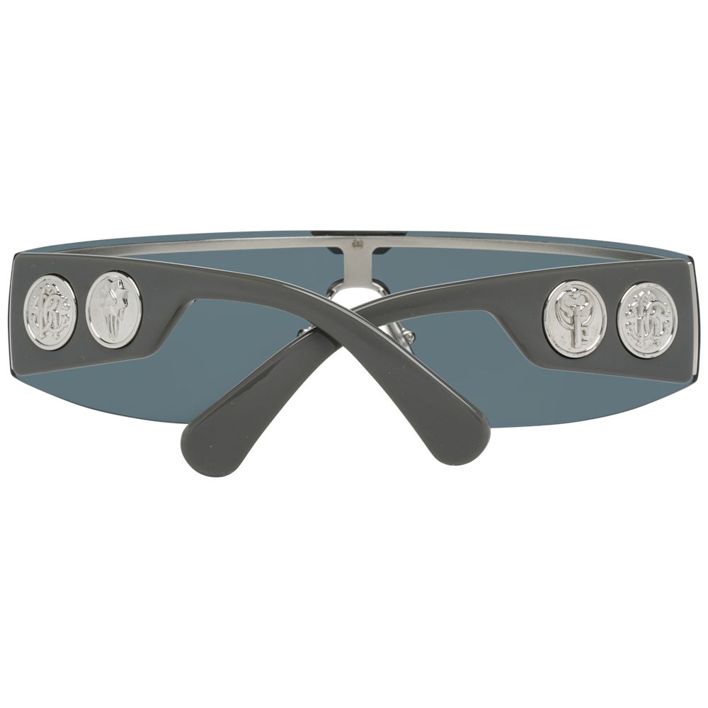  Futuristic eyeglasses with metallic frame and circular lenses on a white background