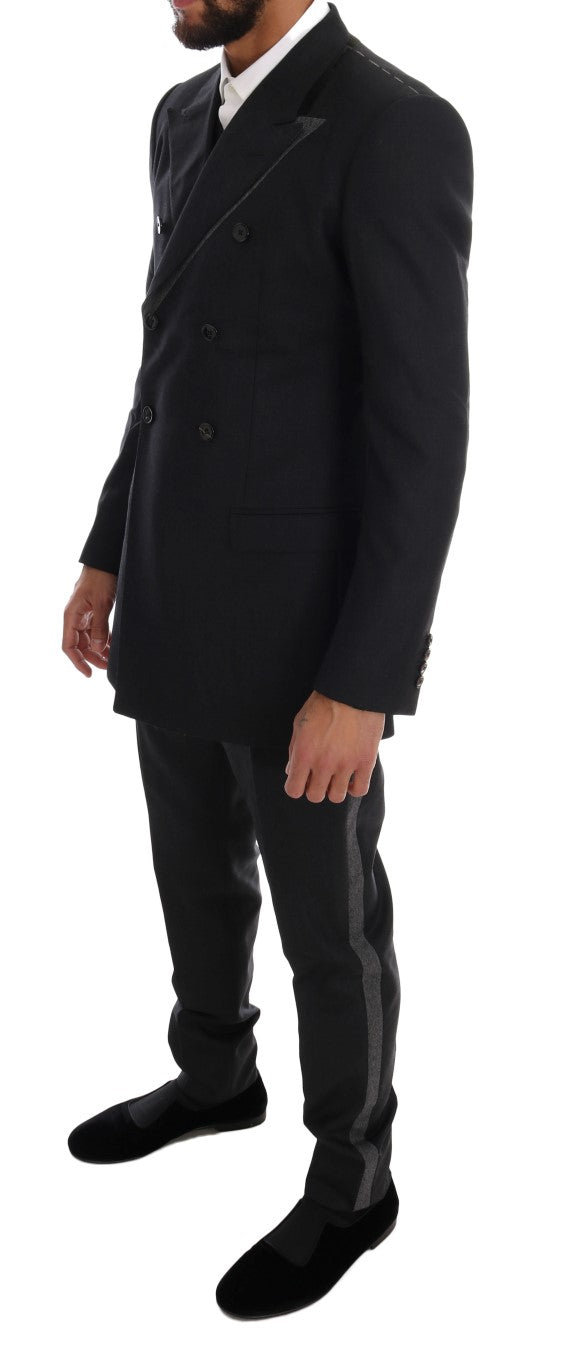 Dolce & Gabbana Elegant Gray Double Breasted Wool Suit - ACCEXO