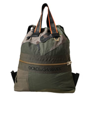 Dolce & Gabbana Military Green Patchwork Rucksack Backpack Bag for Men
