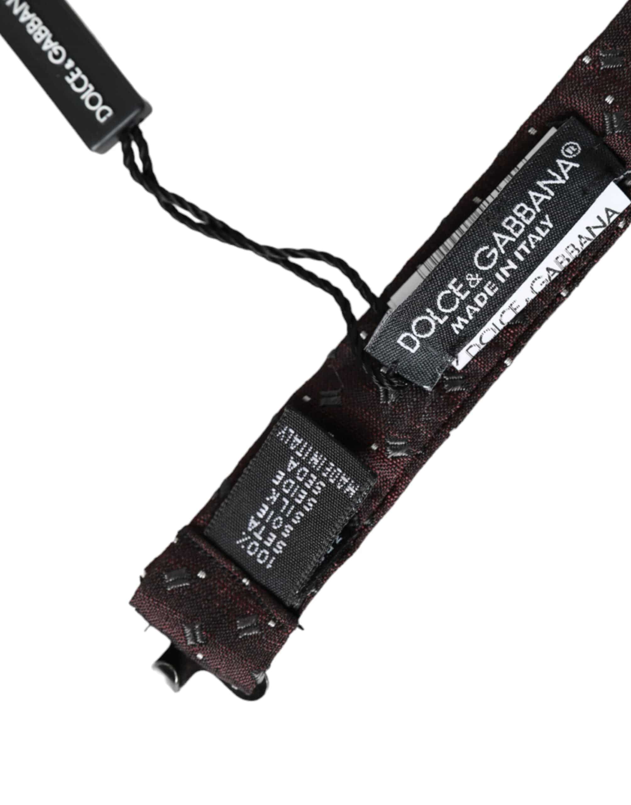 Dolce & Gabbana Maroon Silk Patterned Adjustable Neck Papillon Bow Tie - ACCEXO