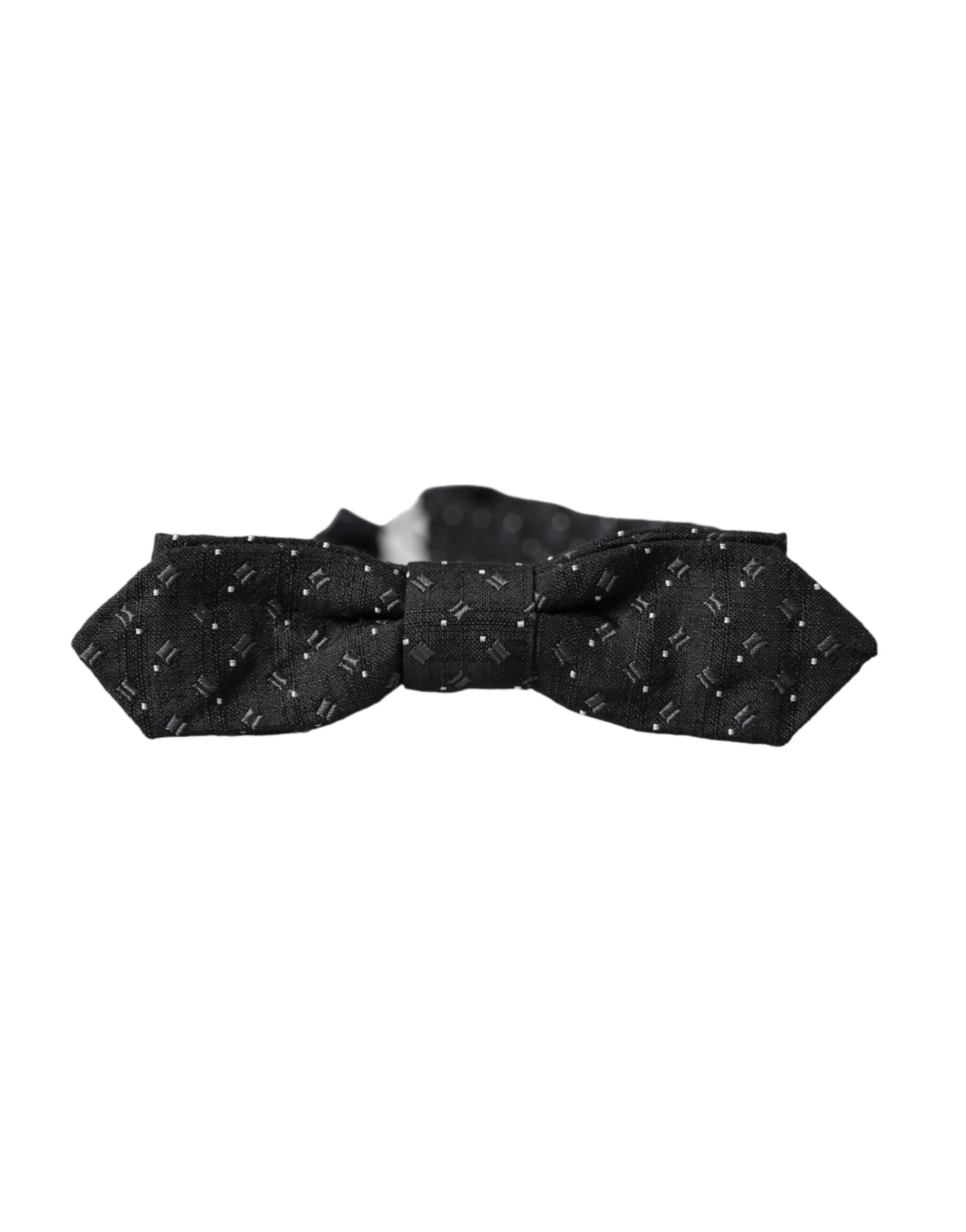Dolce & Gabbana Black Silk Patterned Adjustable Neck Men Papillon Bow Tie - ACCEXO