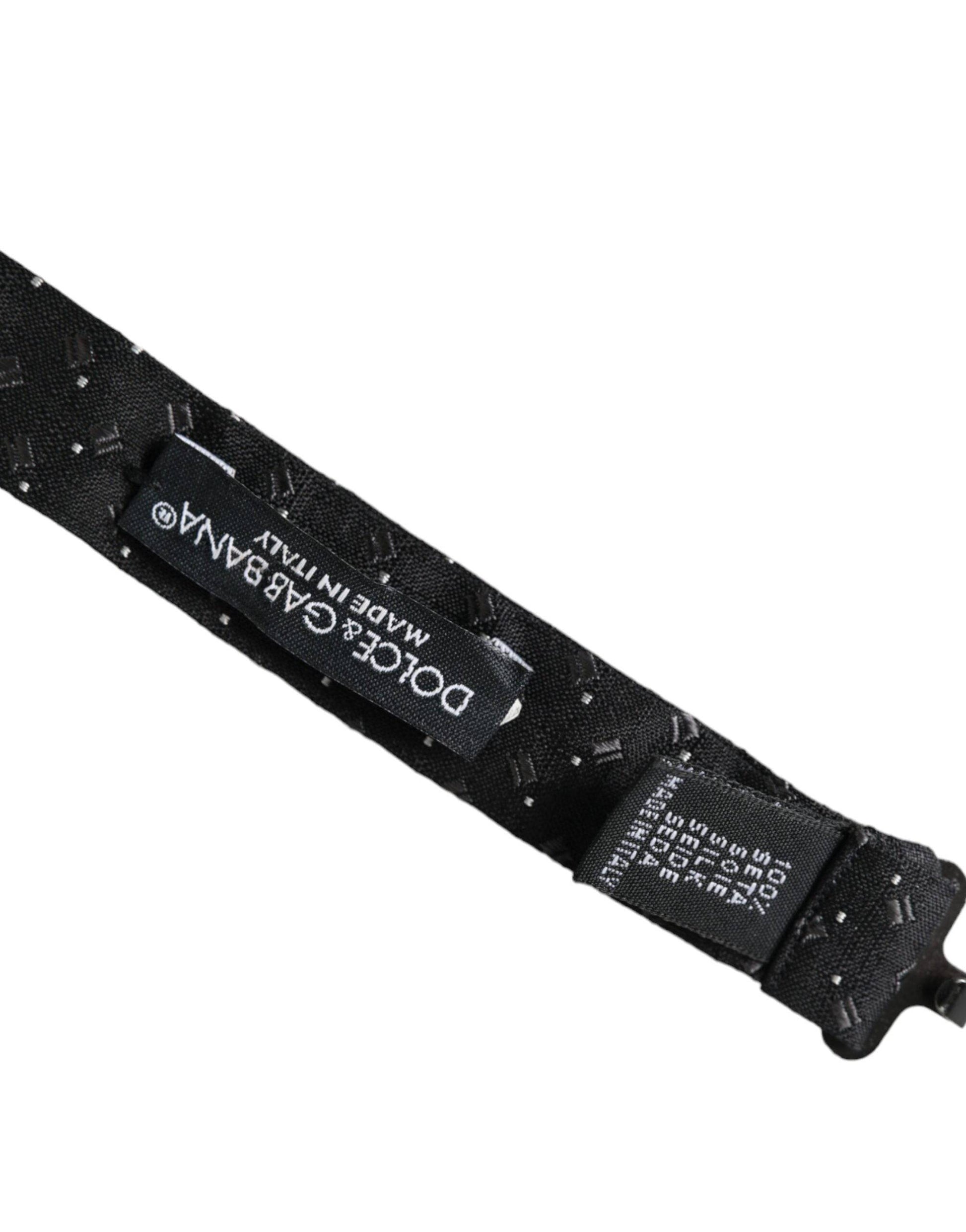 Dolce & Gabbana Black Silk Patterned Adjustable Neck Men Papillon Bow Tie - ACCEXO