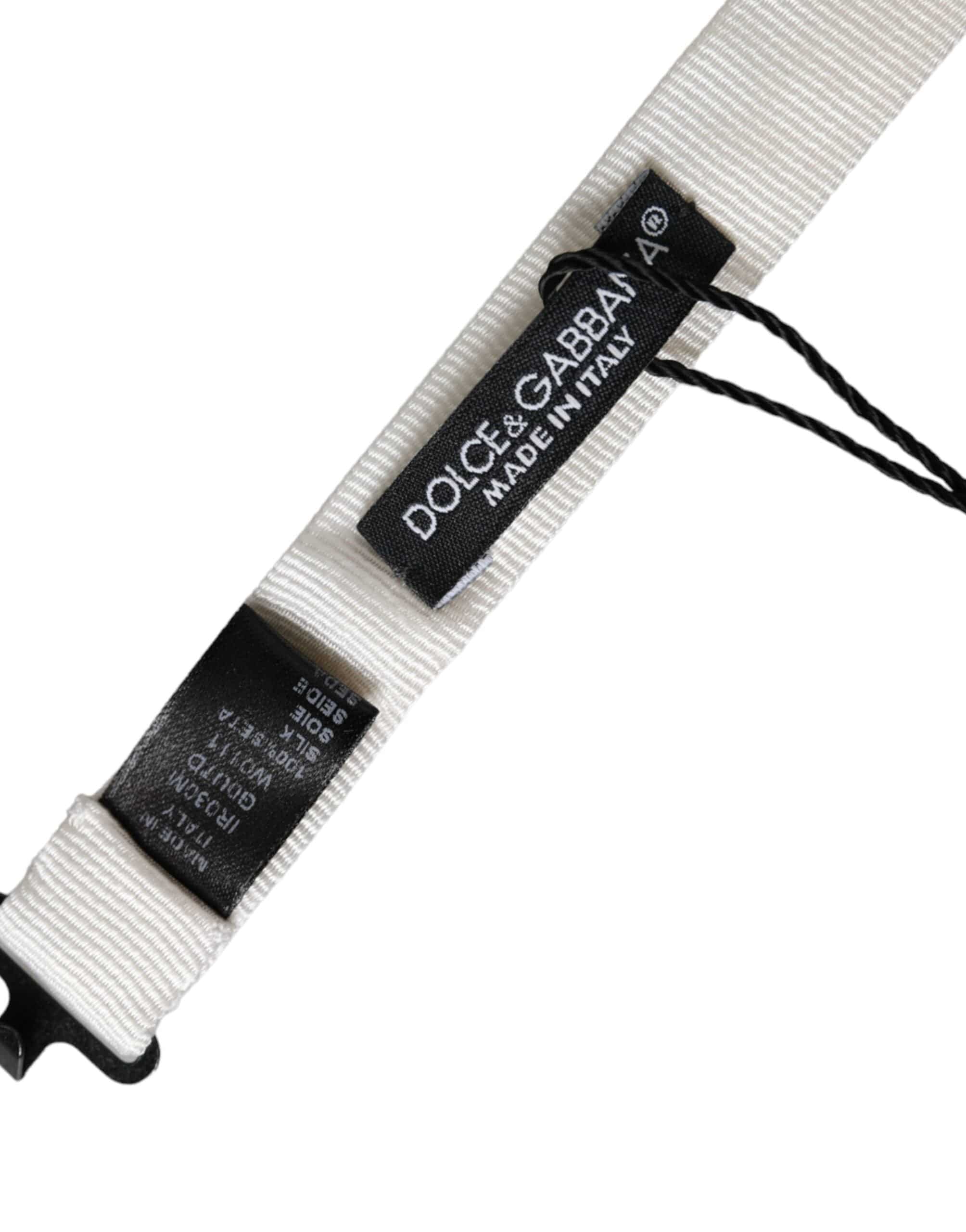 Dolce & Gabbana White Silk Adjustable Neck Men Papillon Bow Tie - ACCEXO