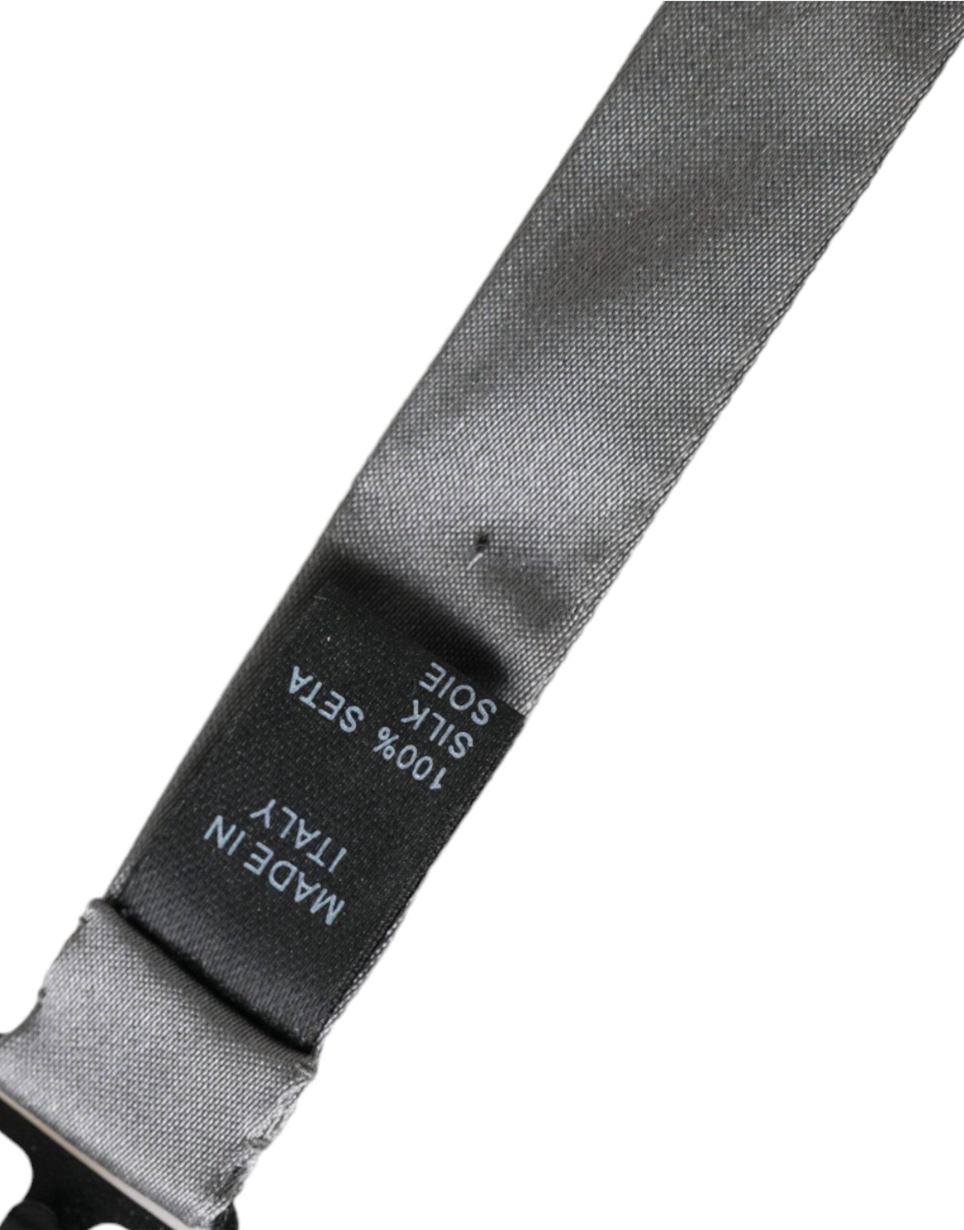 Dolce & Gabbana Gray Satin Silk Adjustable Neck Men Papillon Bow Tie - ACCEXO