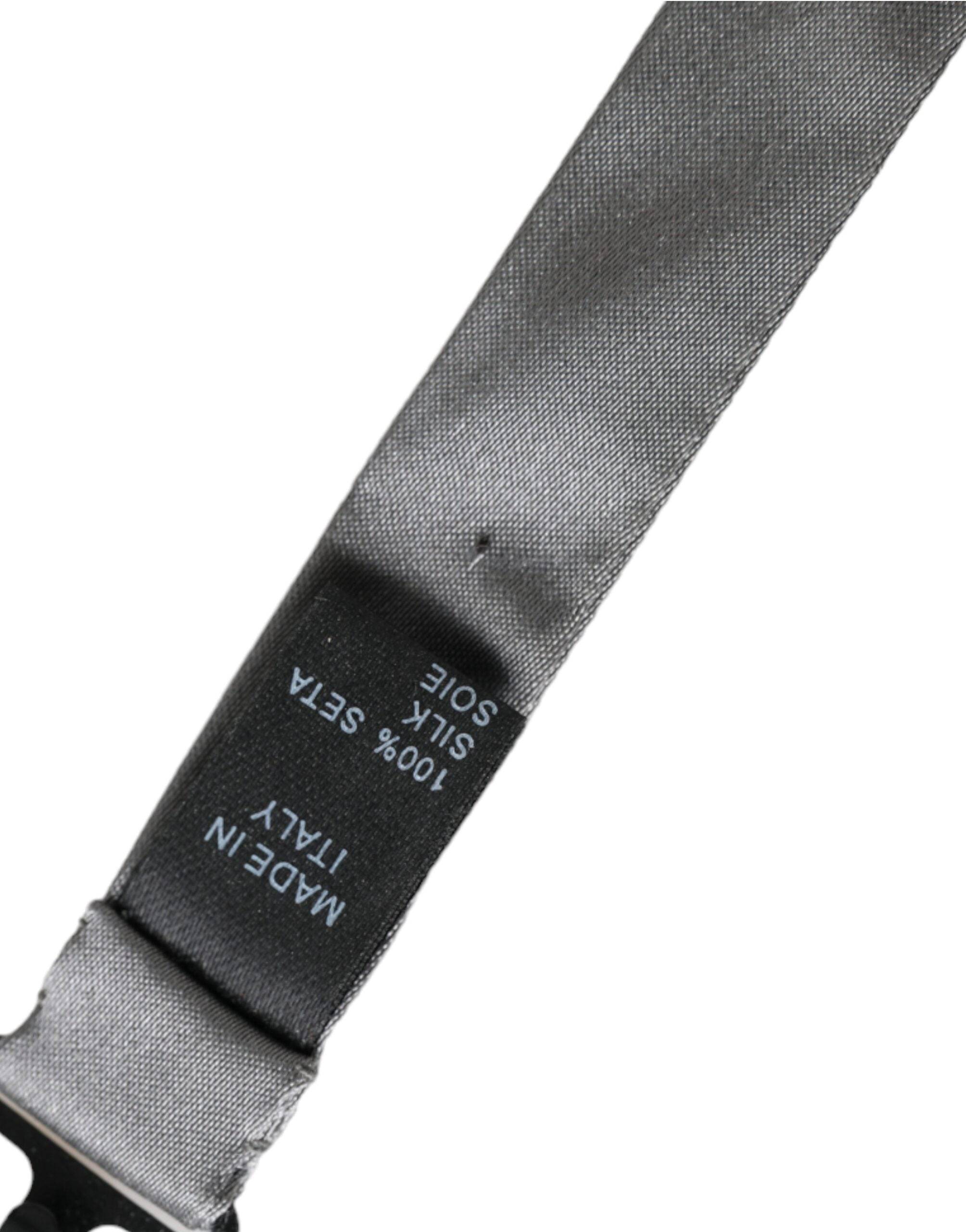 Dolce & Gabbana Gray Satin Silk Adjustable Neck Men Papillon Bow Tie - ACCEXO