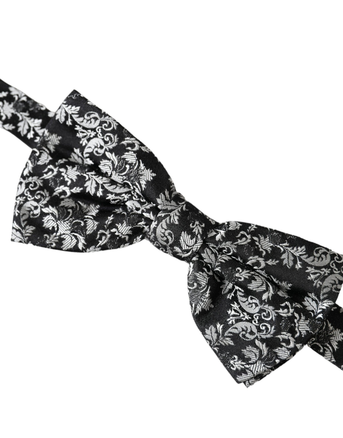 Dolce & Gabbana Dark Gray Floral Silk Adjustable Neck Men Bow Tie