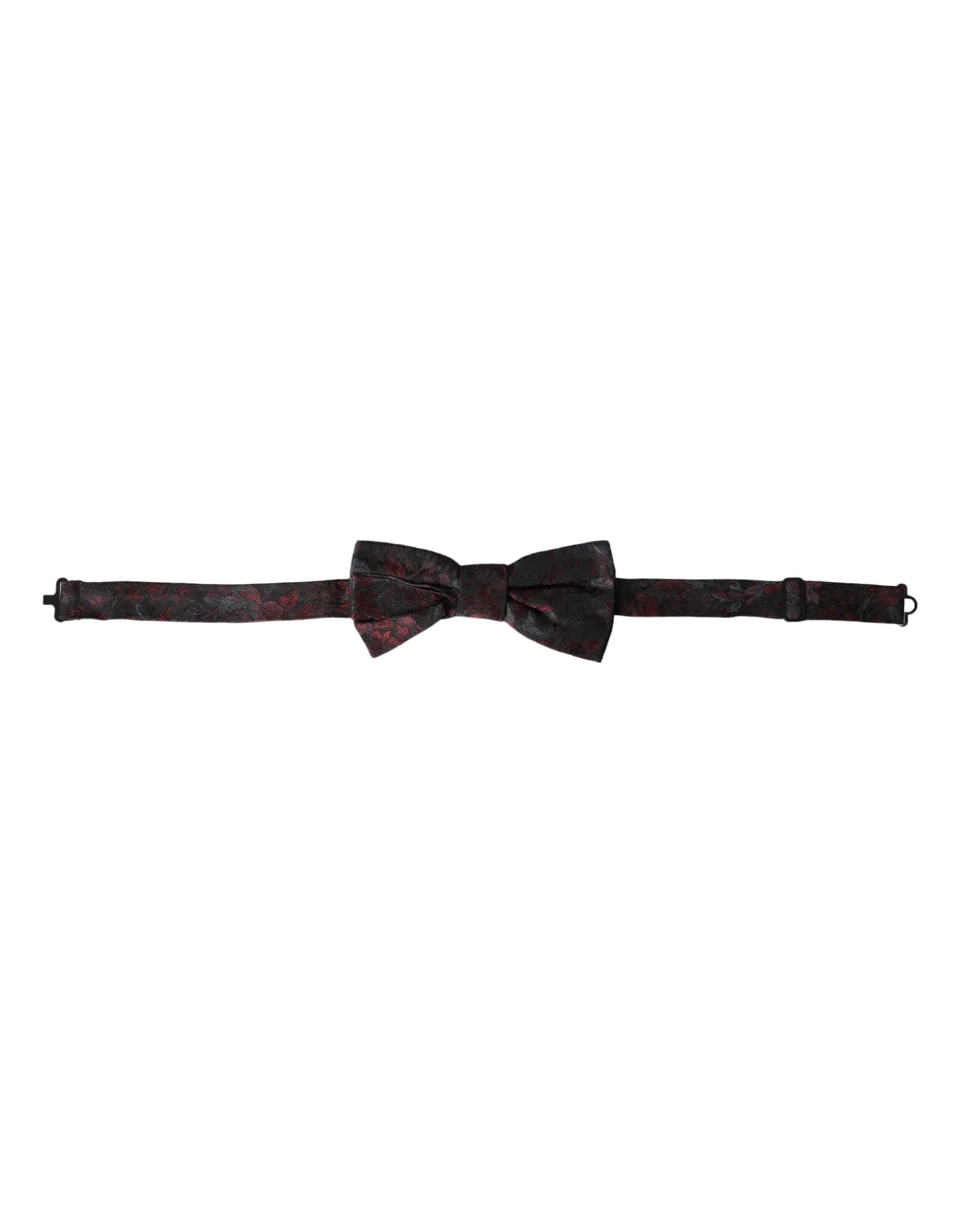 Dolce & Gabbana Red Black Floral Adjustable Neck Men Bow Tie - ACCEXO