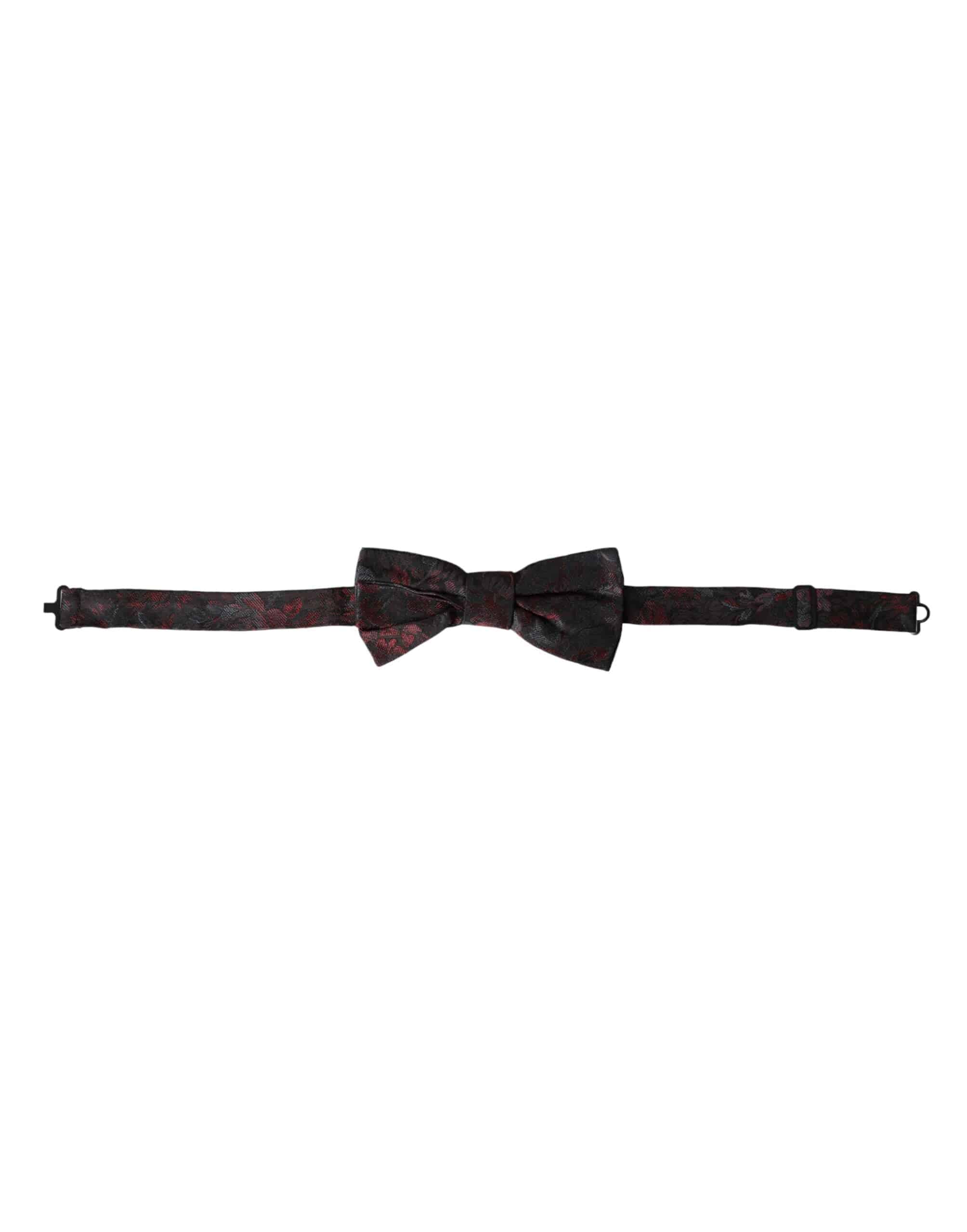 Dolce & Gabbana Red Black Floral Adjustable Neck Men Bow Tie - ACCEXO
