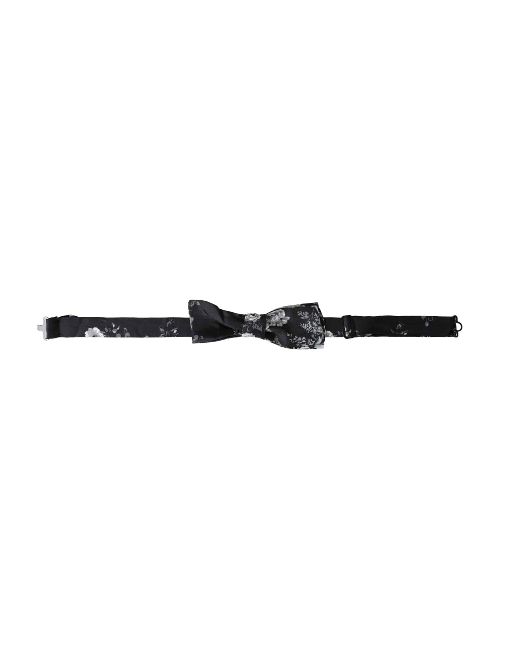 Dolce & Gabbana Black Floral Fantasy Adjustable Neck Men Bow Tie - ACCEXO