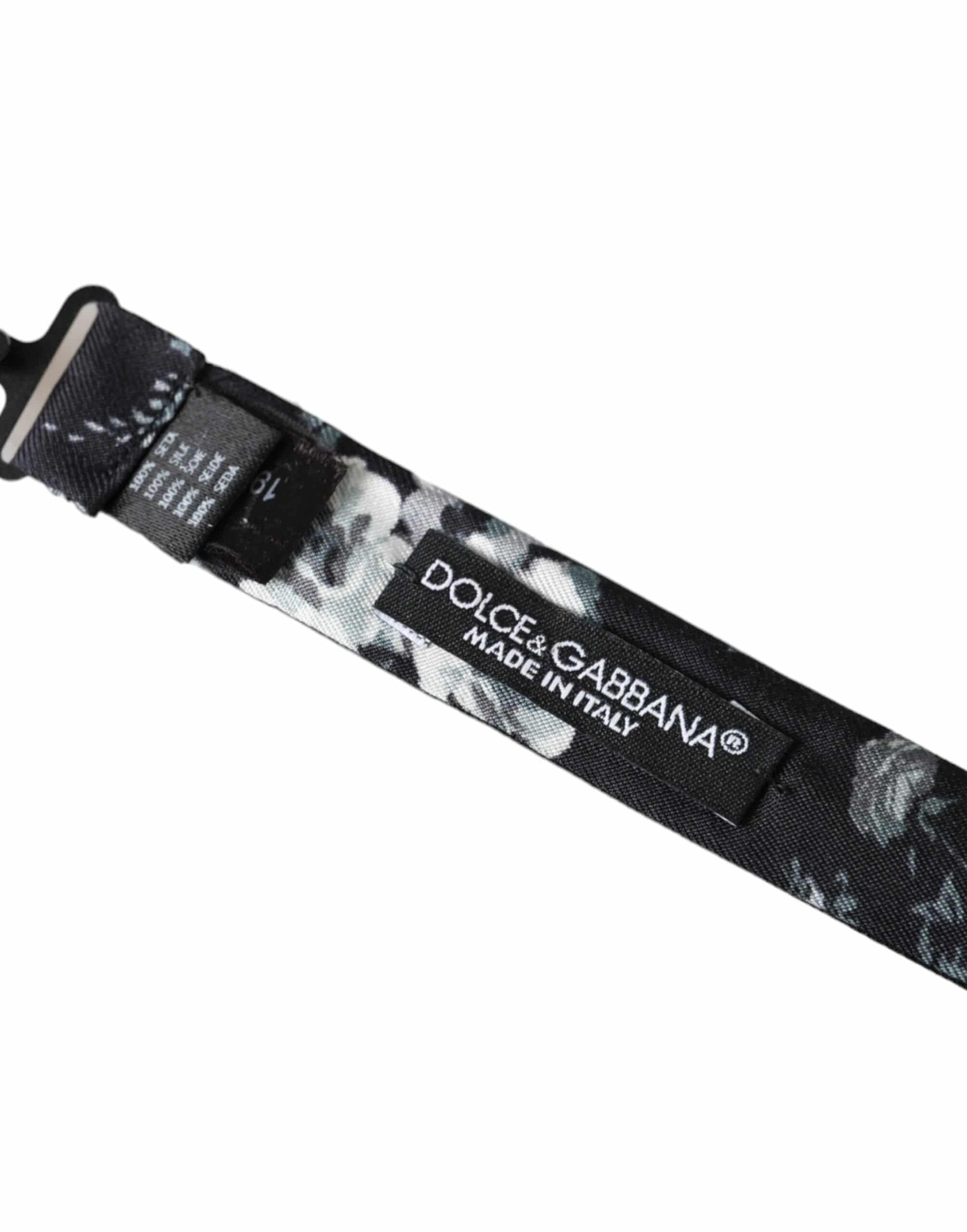 Dolce & Gabbana Black Floral Fantasy Adjustable Neck Men Bow Tie - ACCEXO