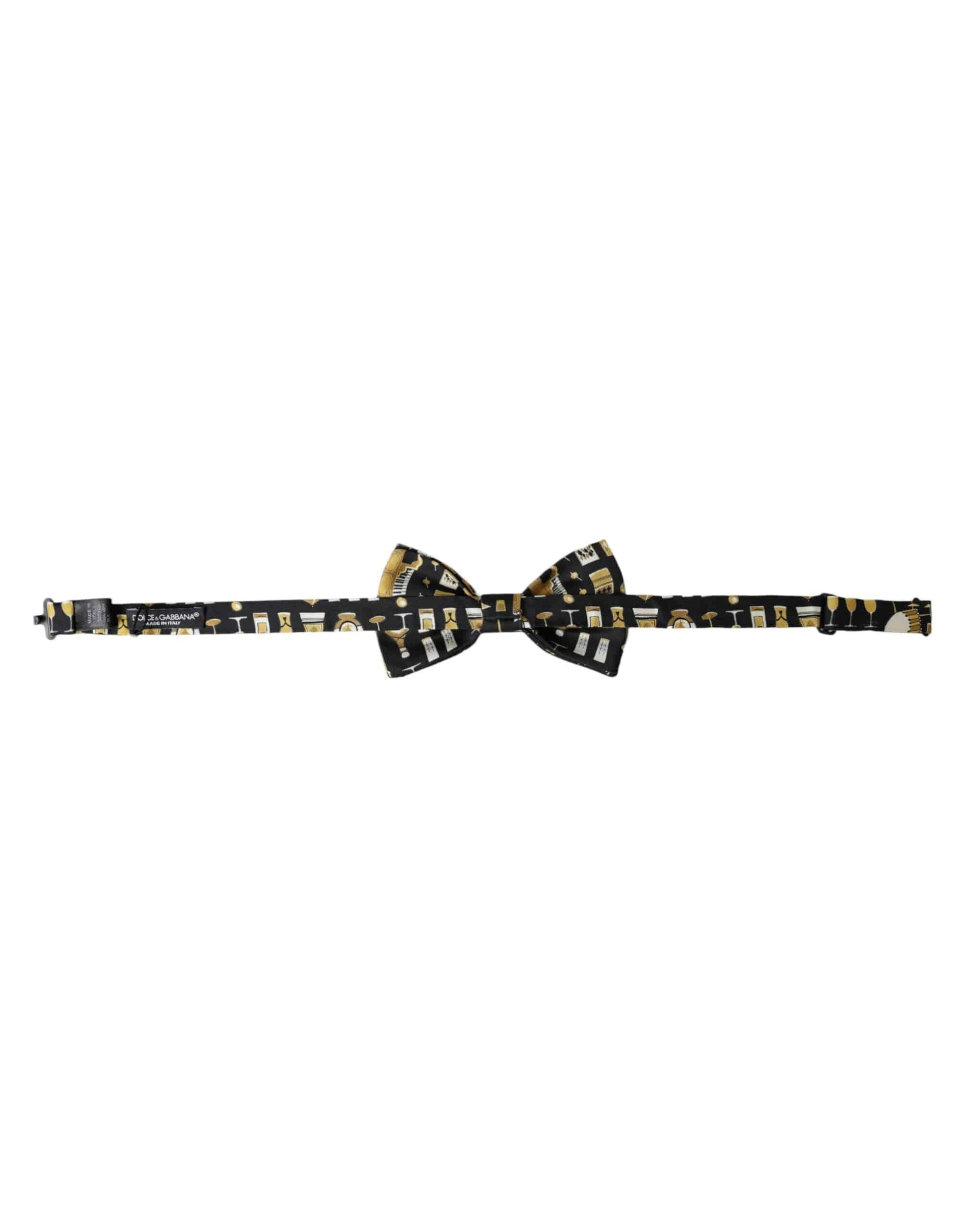 Dolce & Gabbana Black Silk Cocktail Adjustable Neck Men Bow Tie - ACCEXO