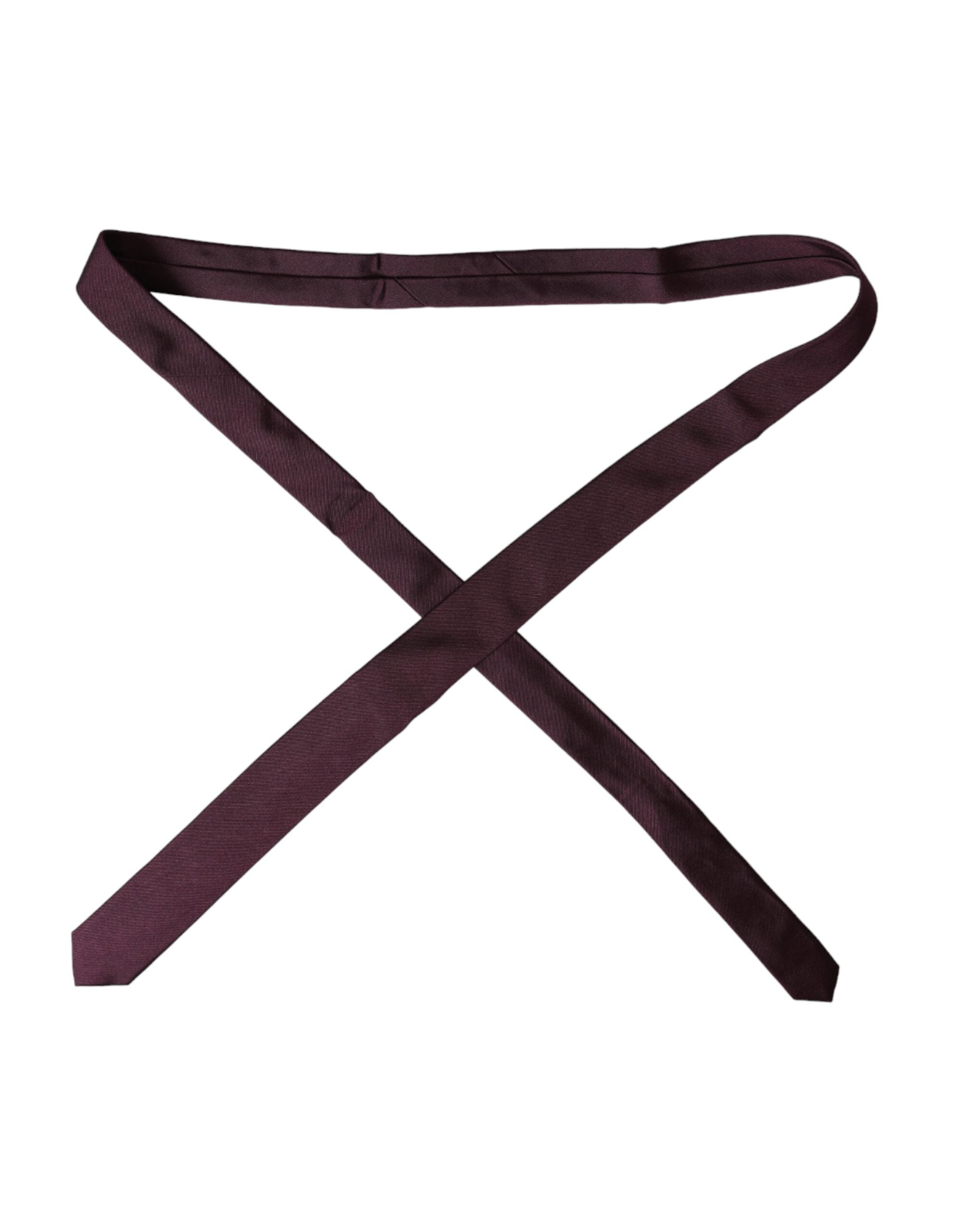 Dolce & Gabbana Bordeaux Solid 100% Silk Adjustable Men Tie - ACCEXO