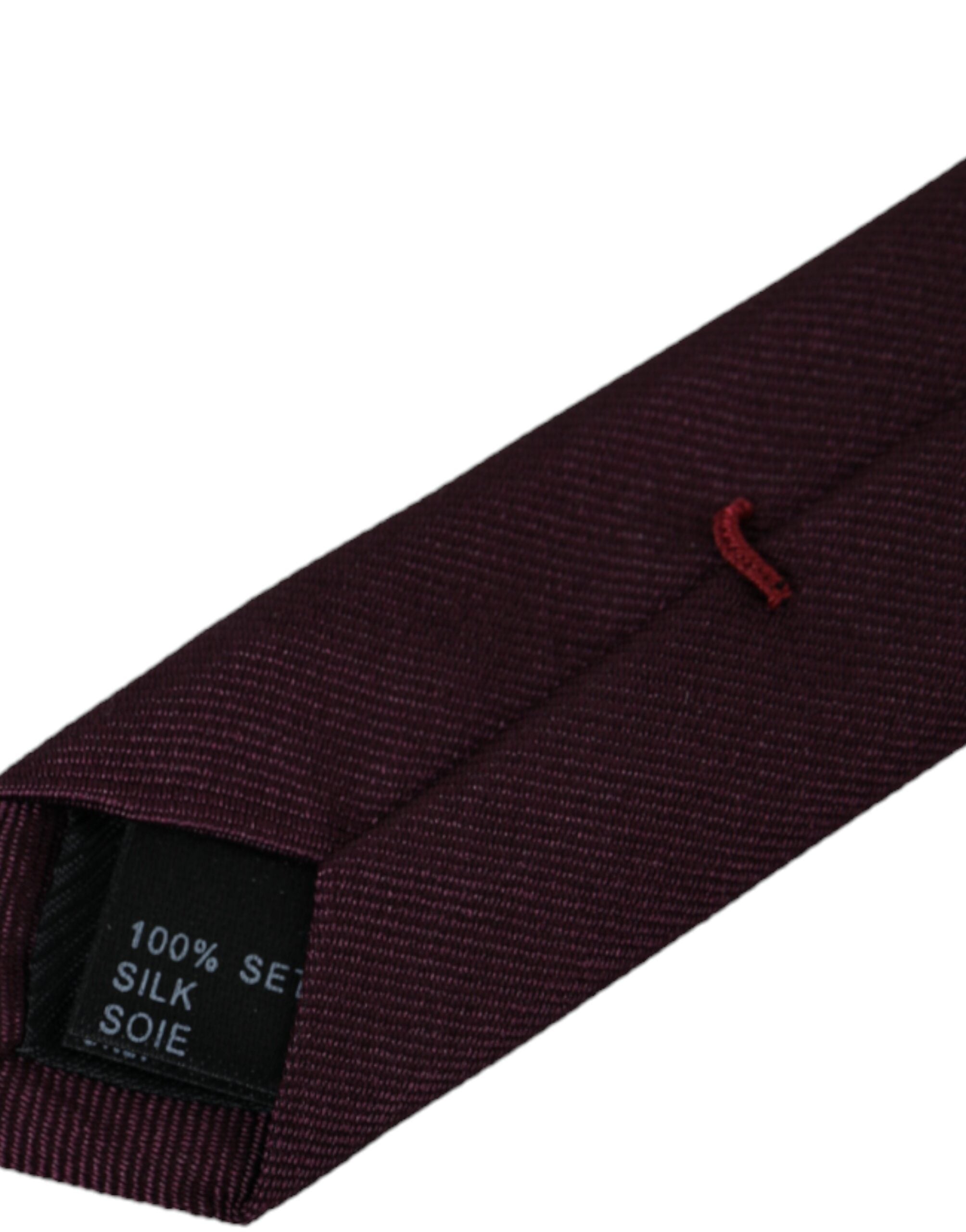Dolce & Gabbana Bordeaux Solid 100% Silk Adjustable Men Tie - ACCEXO