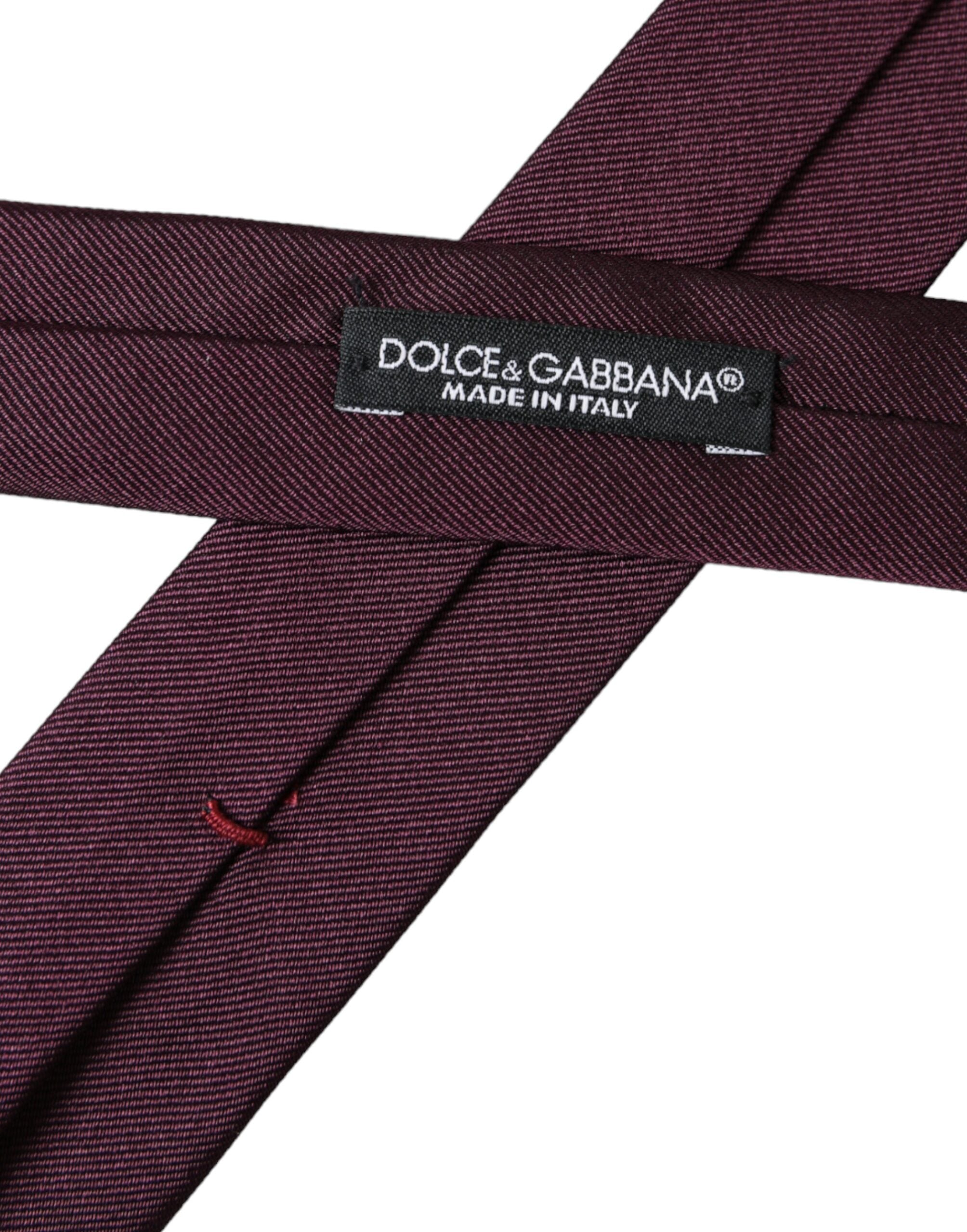 Dolce & Gabbana Bordeaux Solid 100% Silk Adjustable Men Tie - ACCEXO