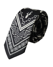Dolce & Gabbana Black Patterned 100%Silk Adjustable Tie - ACCEXO