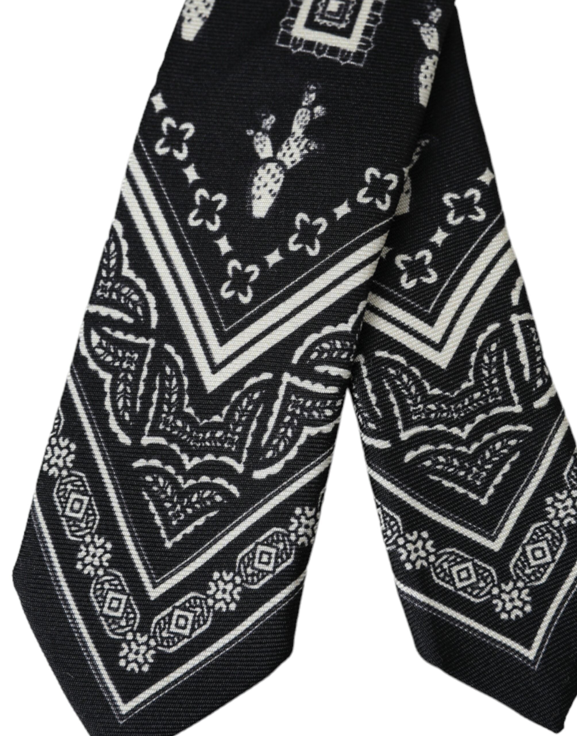 Dolce & Gabbana Black Patterned 100%Silk Adjustable Tie - ACCEXO
