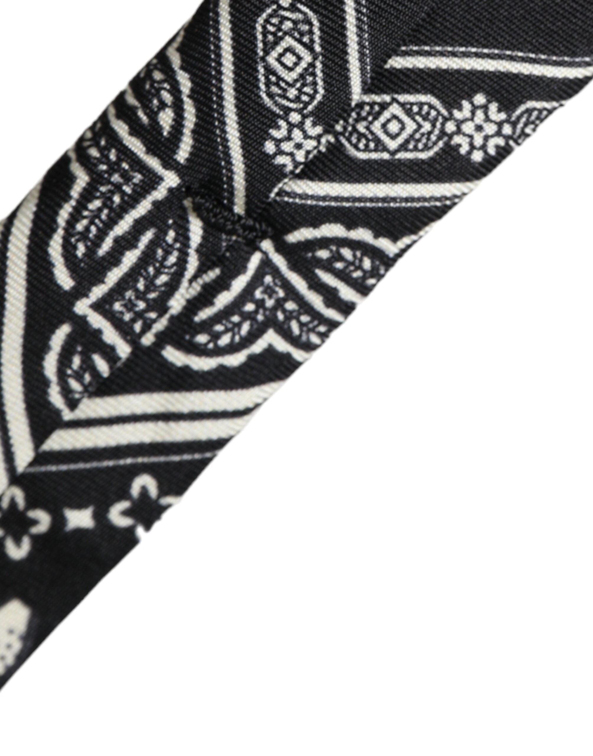 Dolce & Gabbana Black Patterned 100%Silk Adjustable Tie - ACCEXO