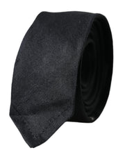 Dolce & Gabbana Black Solid 100% Silk Adjustable Tie - ACCEXO