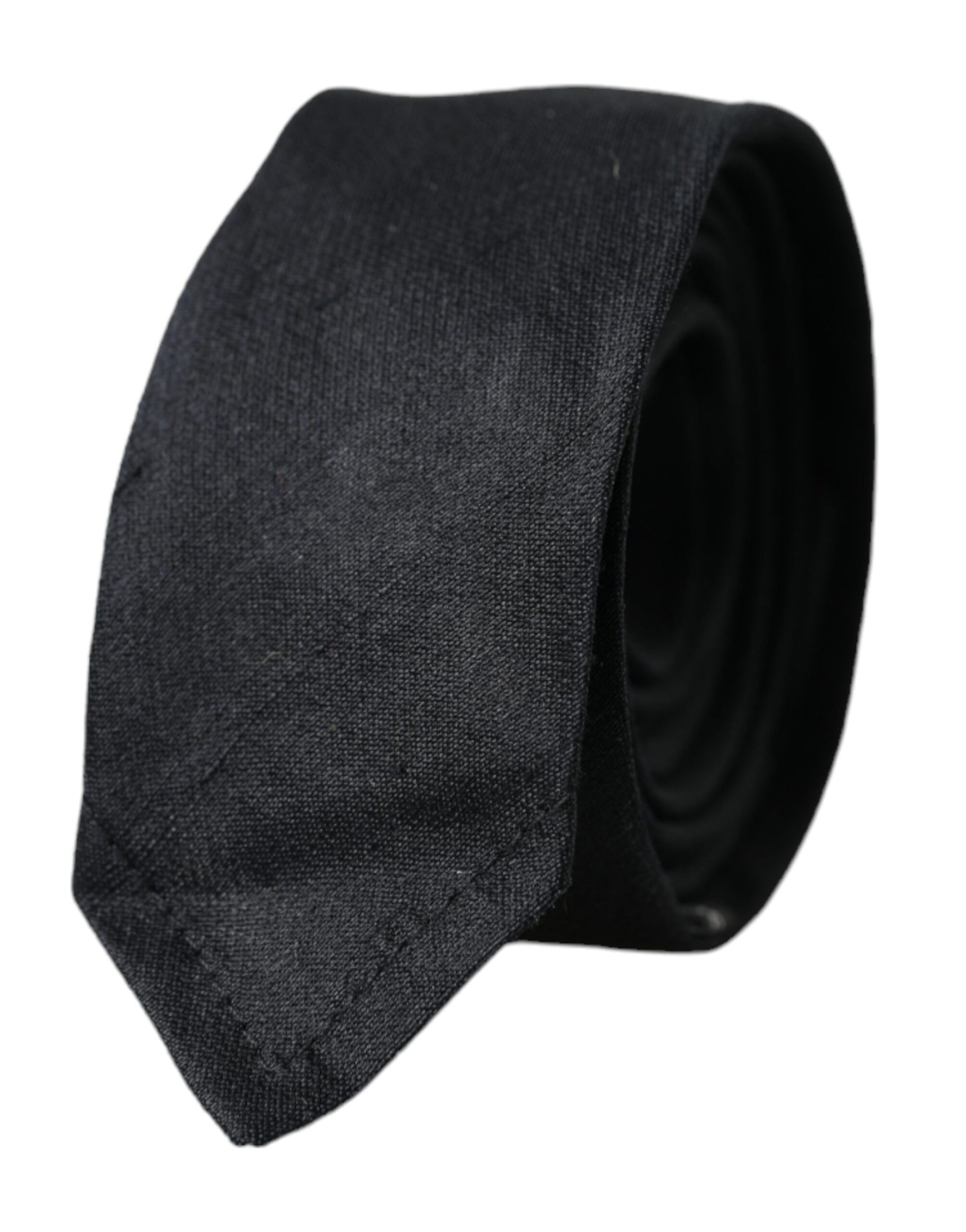 Dolce & Gabbana Black Solid 100% Silk Adjustable Tie - ACCEXO