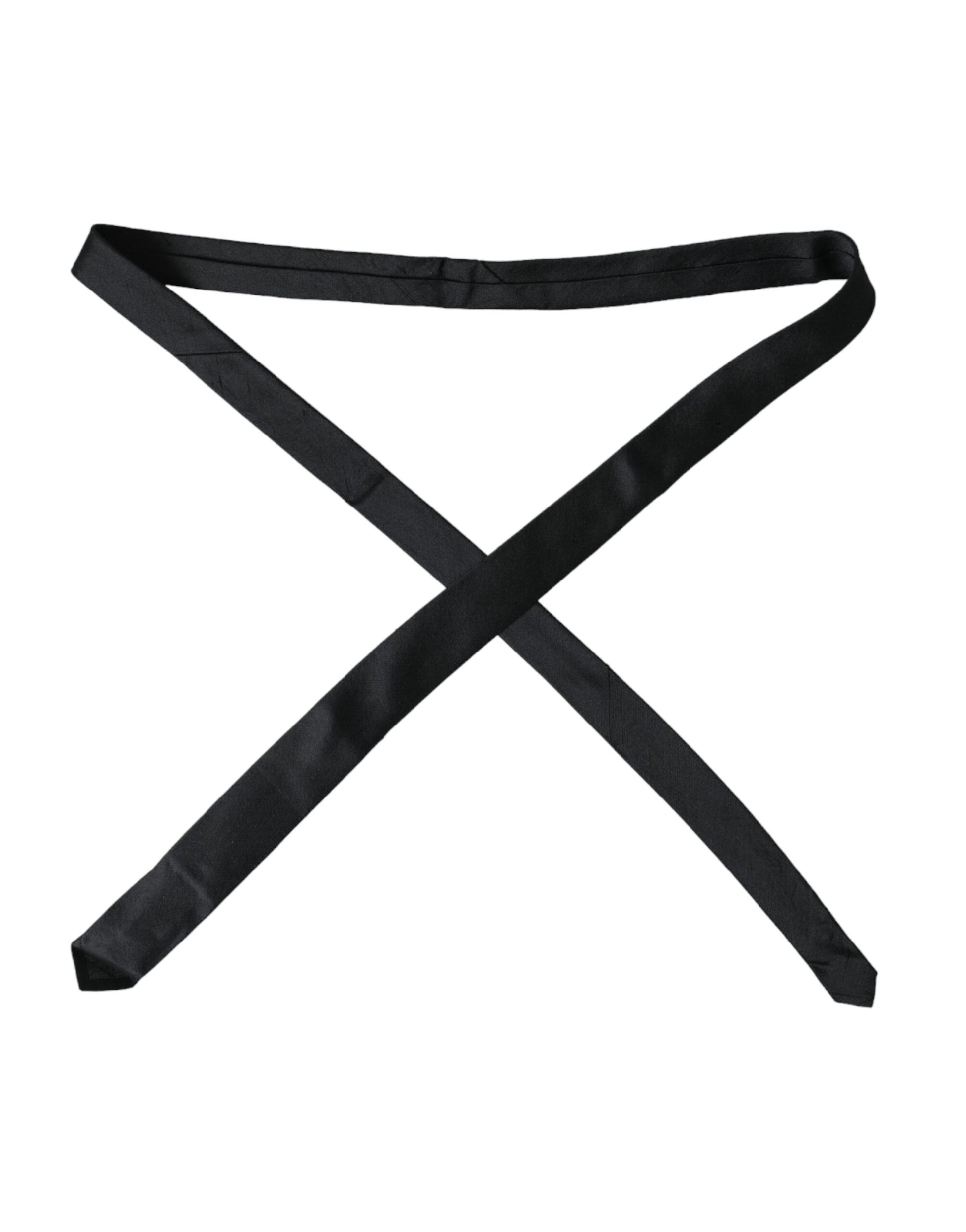 Dolce & Gabbana Black Solid 100% Silk Adjustable Tie - ACCEXO