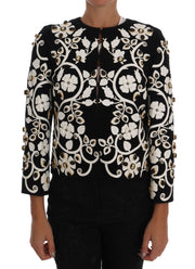 Dolce & Gabbana Floral Embroidered Crystal Wool Coat Jacket - ACCEXO