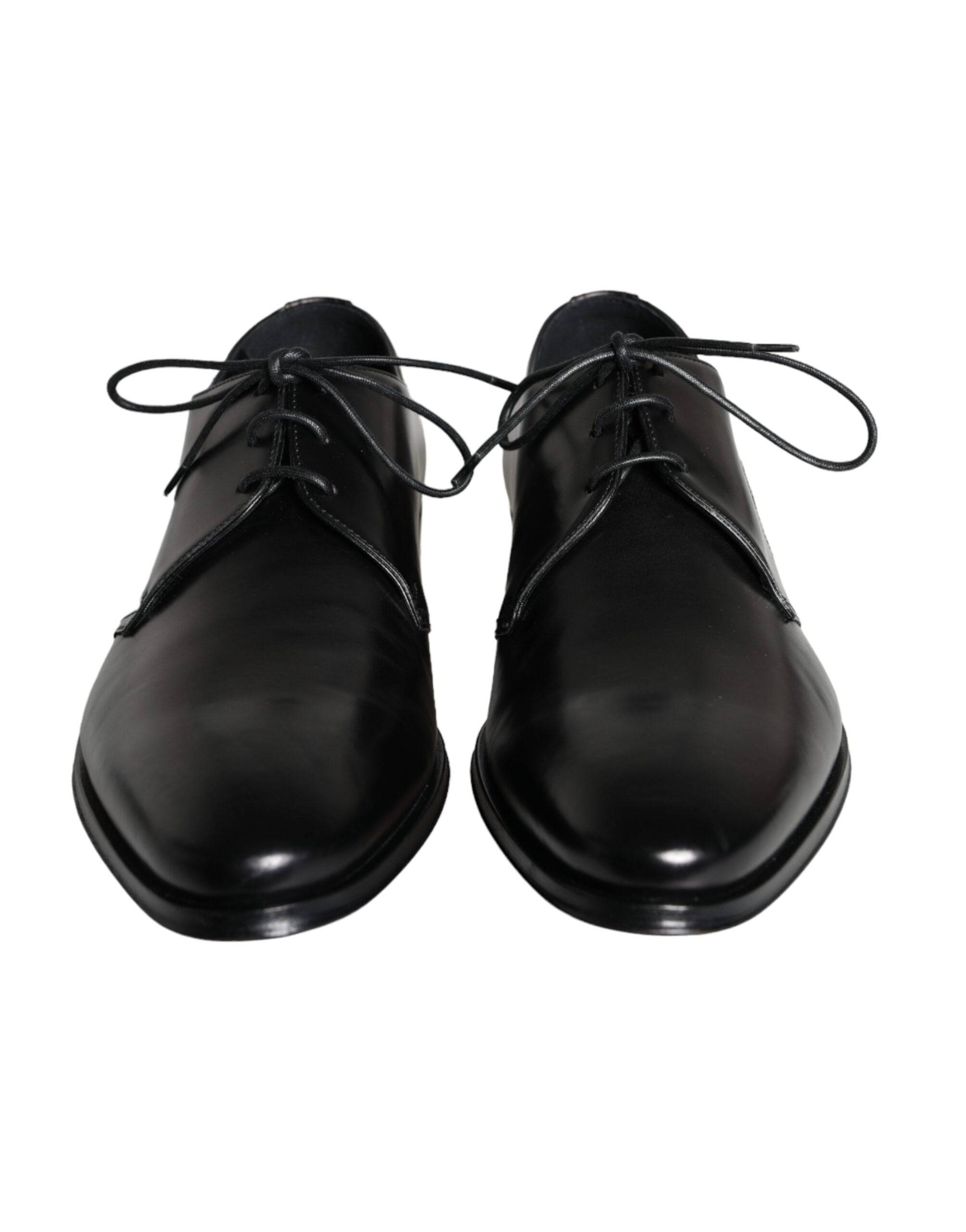 Dolce & Gabbana Black Calfskin Leather Derby Men Dress Shoes - ACCEXO