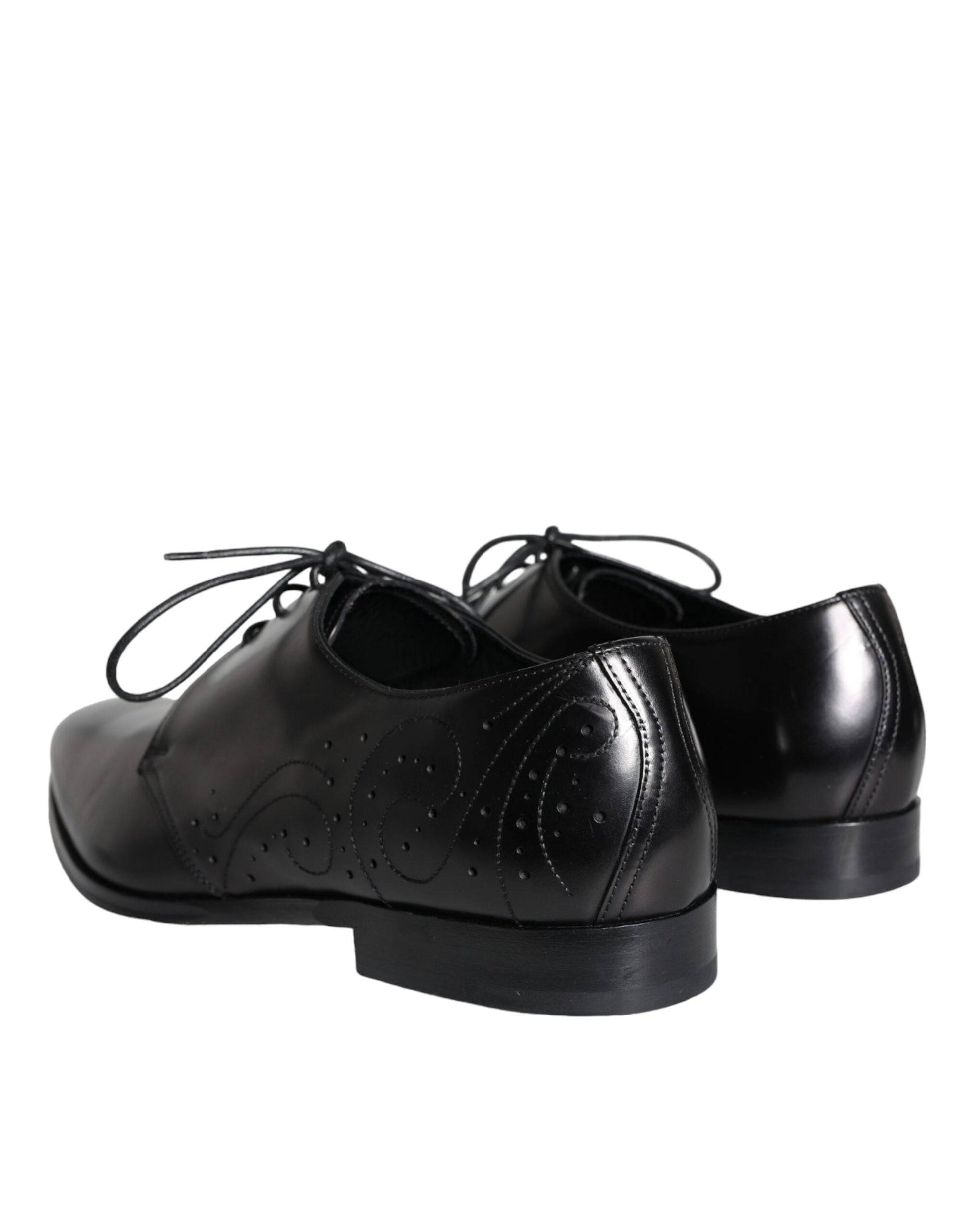 Dolce & Gabbana Black Calfskin Leather Derby Men Dress Shoes - ACCEXO