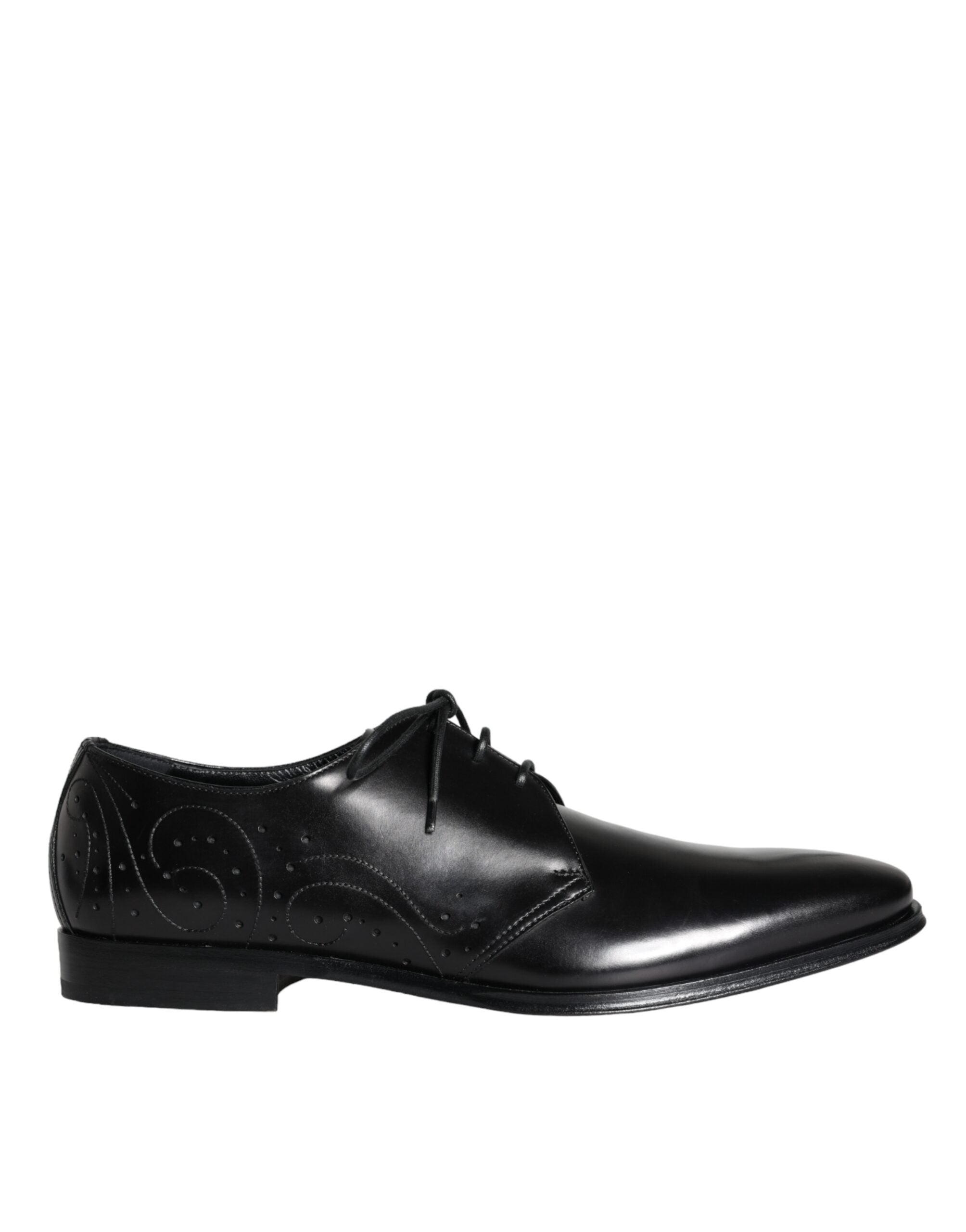 Dolce & Gabbana Black Calfskin Leather Derby Men Dress Shoes - ACCEXO