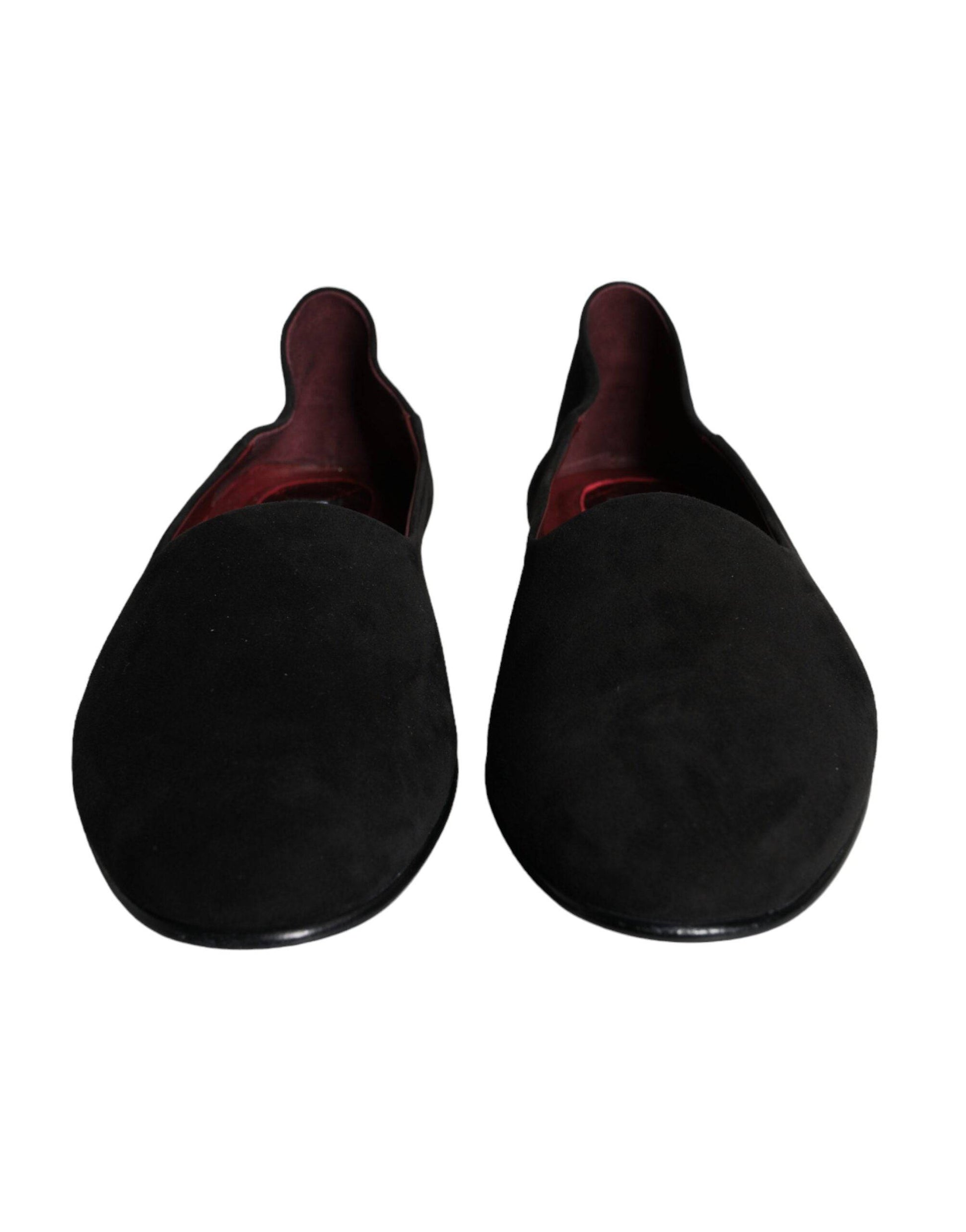 Dolce & Gabbana Black Suede Loafers Formal Slip On Shoes - ACCEXO