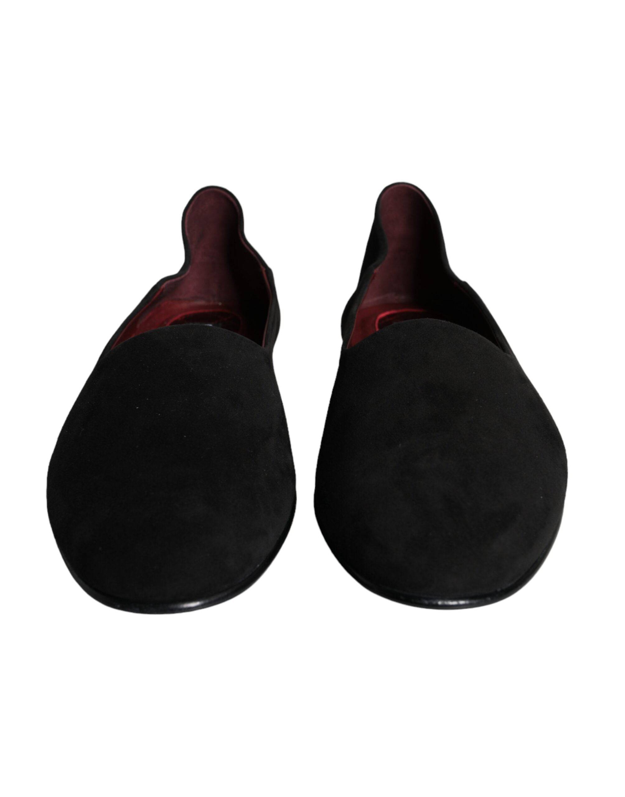 Dolce & Gabbana Black Suede Loafers Formal Slip On Shoes - ACCEXO