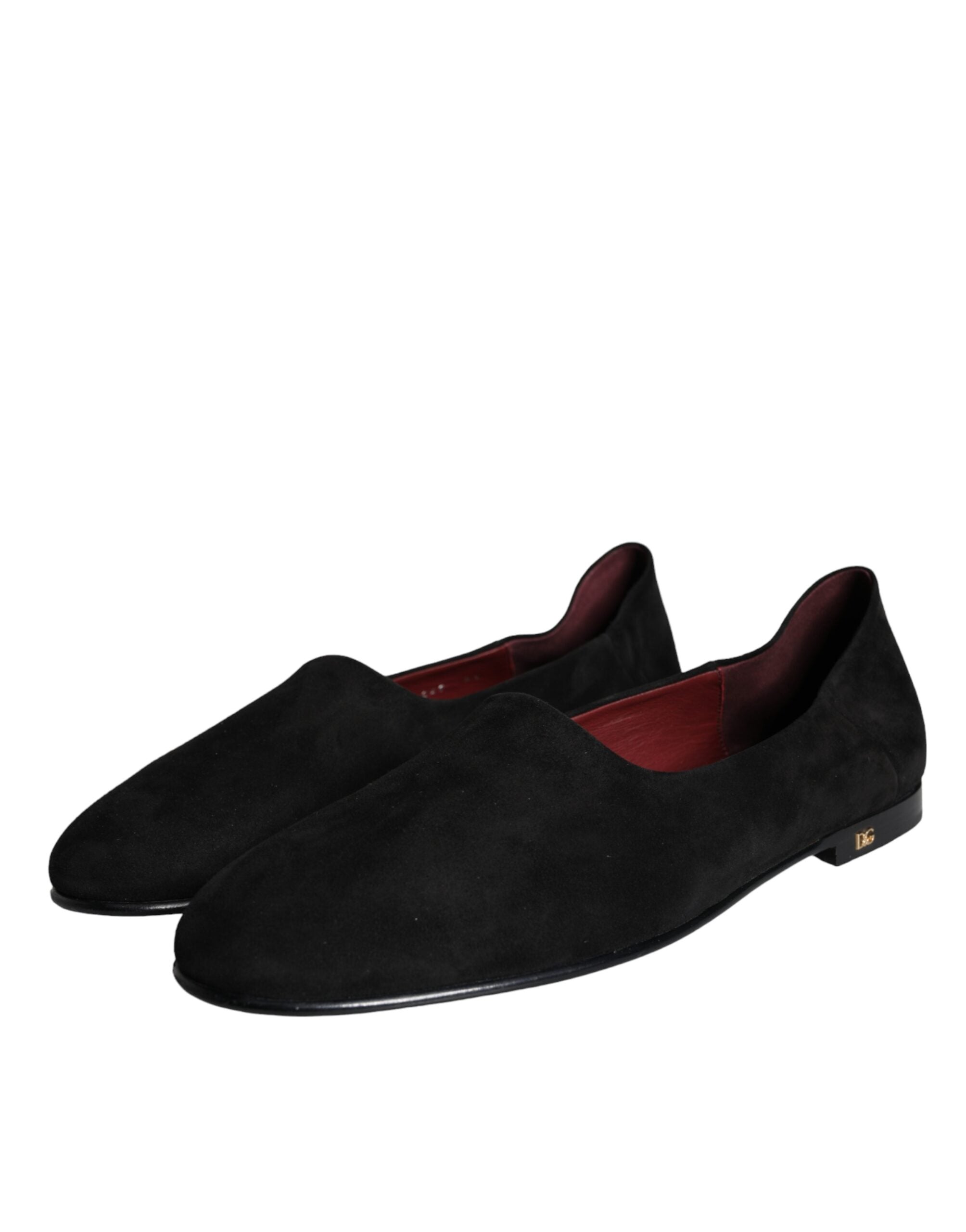 Dolce & Gabbana Black Suede Loafers Formal Slip On Shoes - ACCEXO
