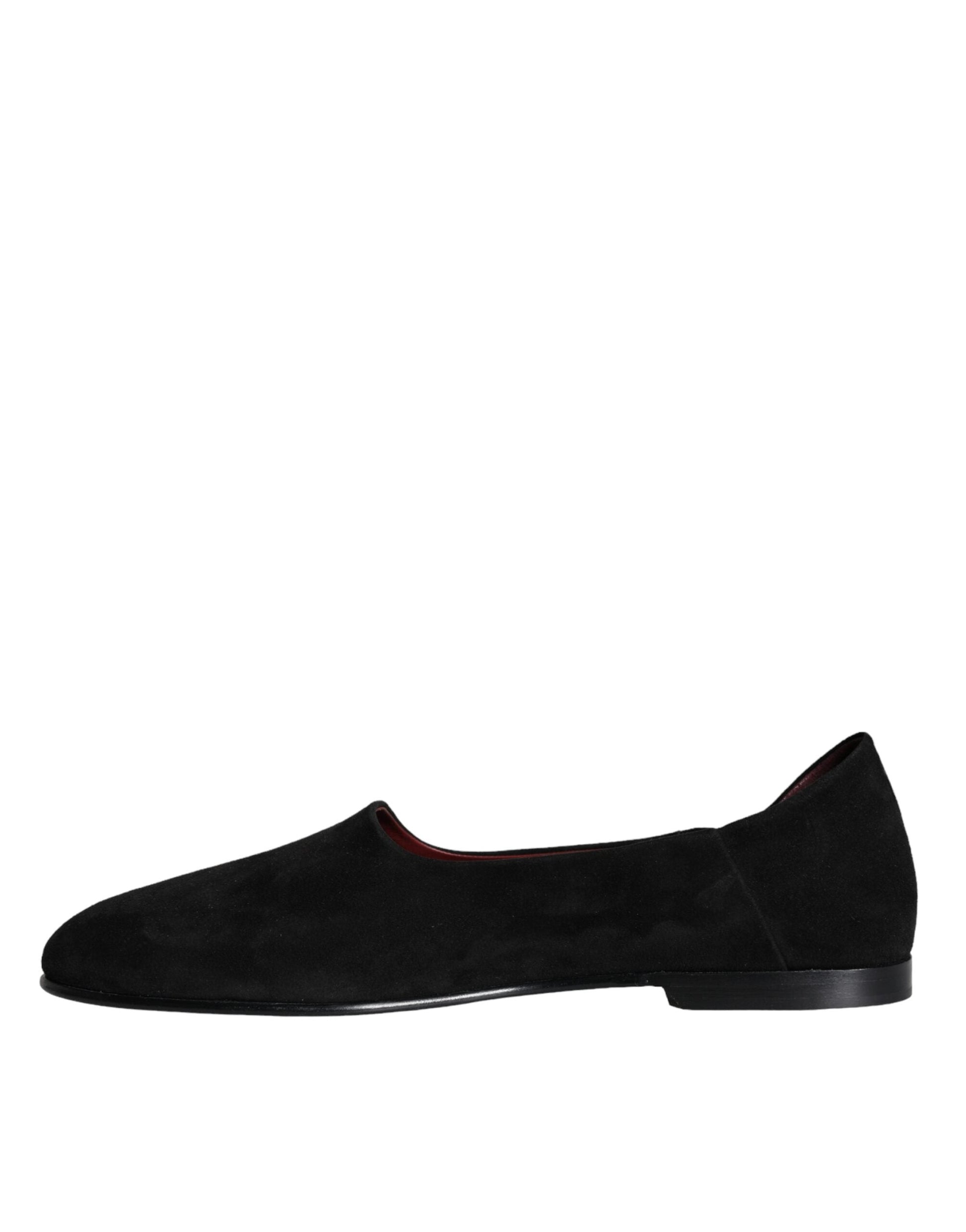 Dolce & Gabbana Black Suede Loafers Formal Slip On Shoes - ACCEXO