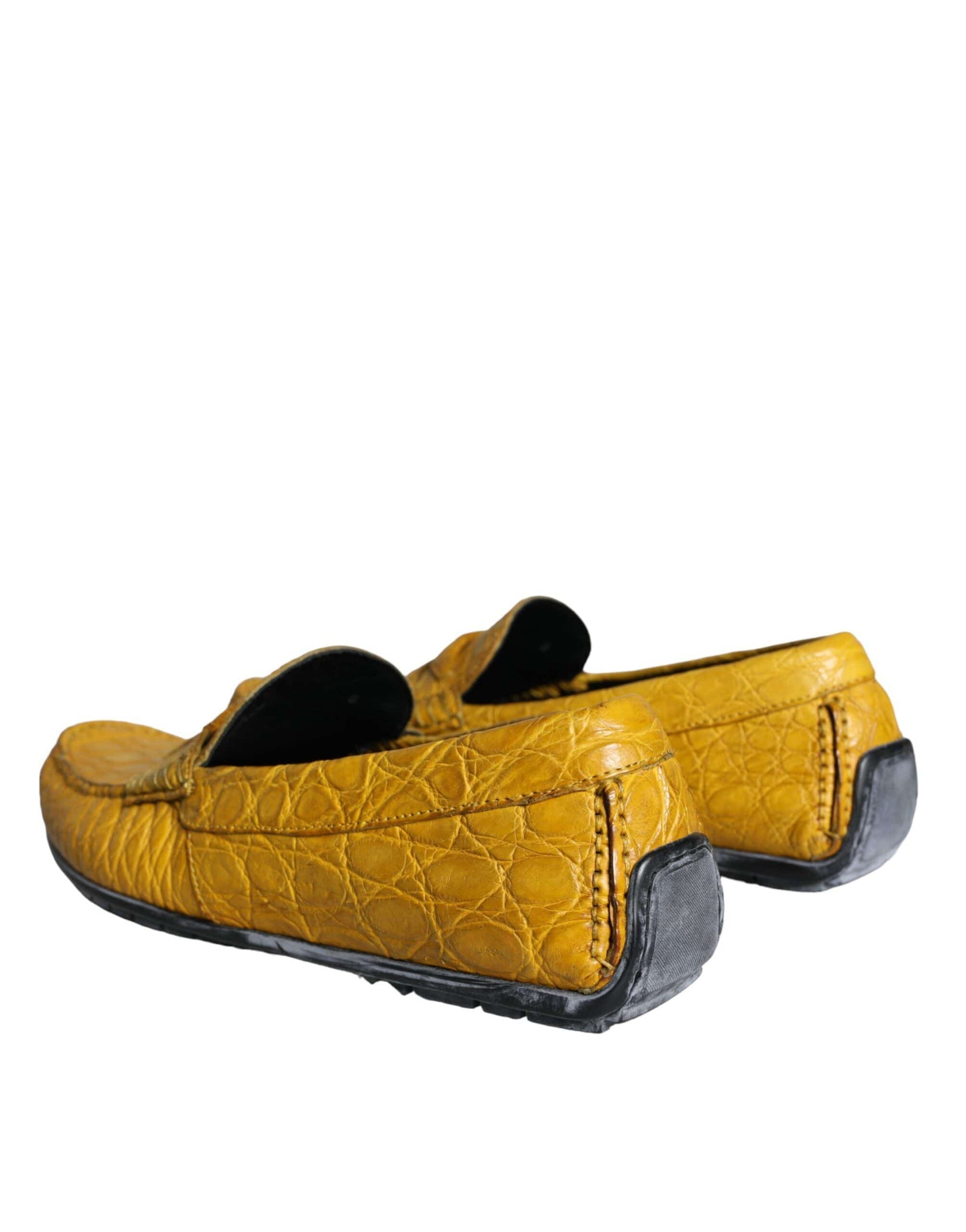 Dolce & Gabbana Yellow Leather Slip Mocassin Loafers Shoes - ACCEXO