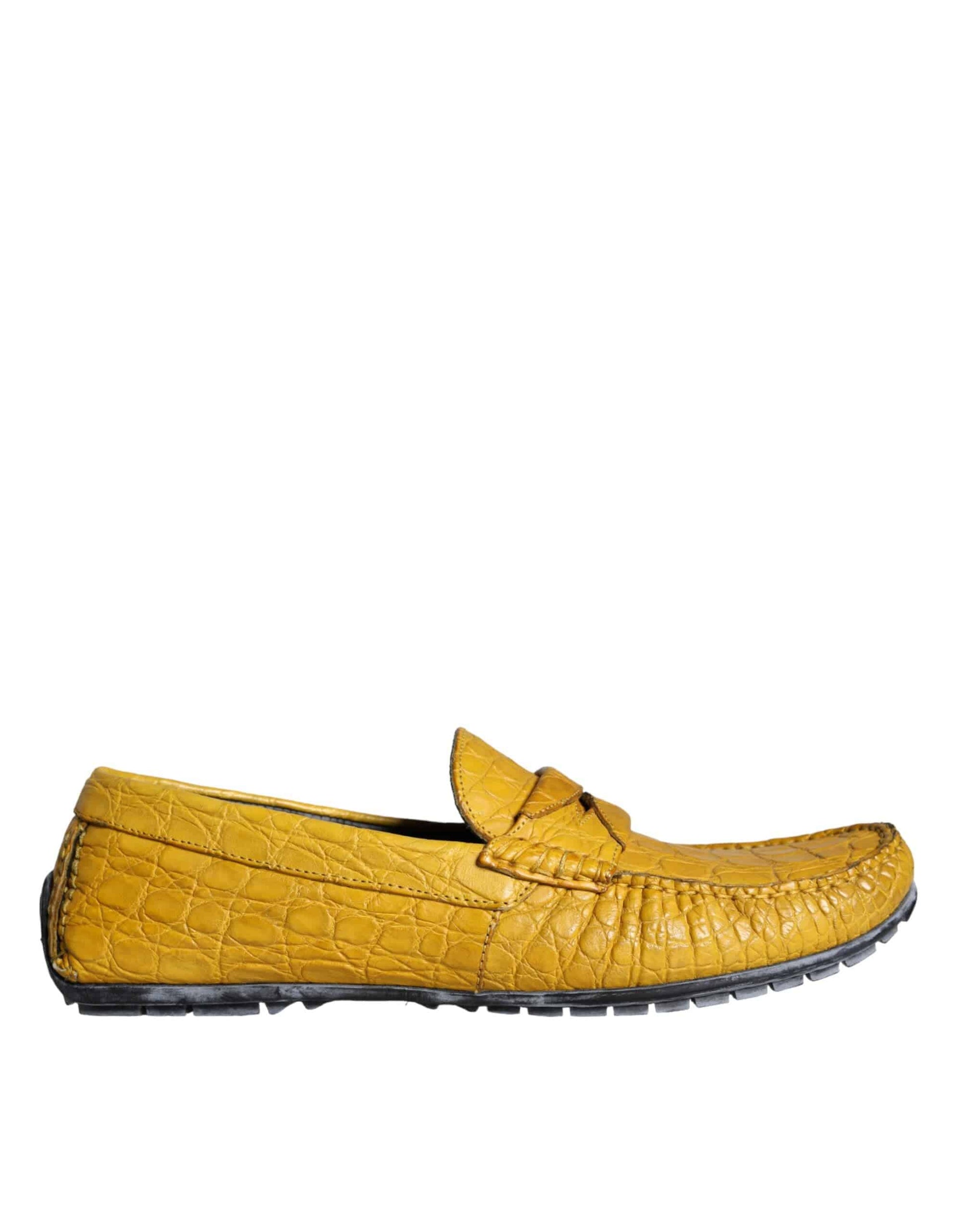 Dolce & Gabbana Yellow Leather Slip Mocassin Loafers Shoes - ACCEXO