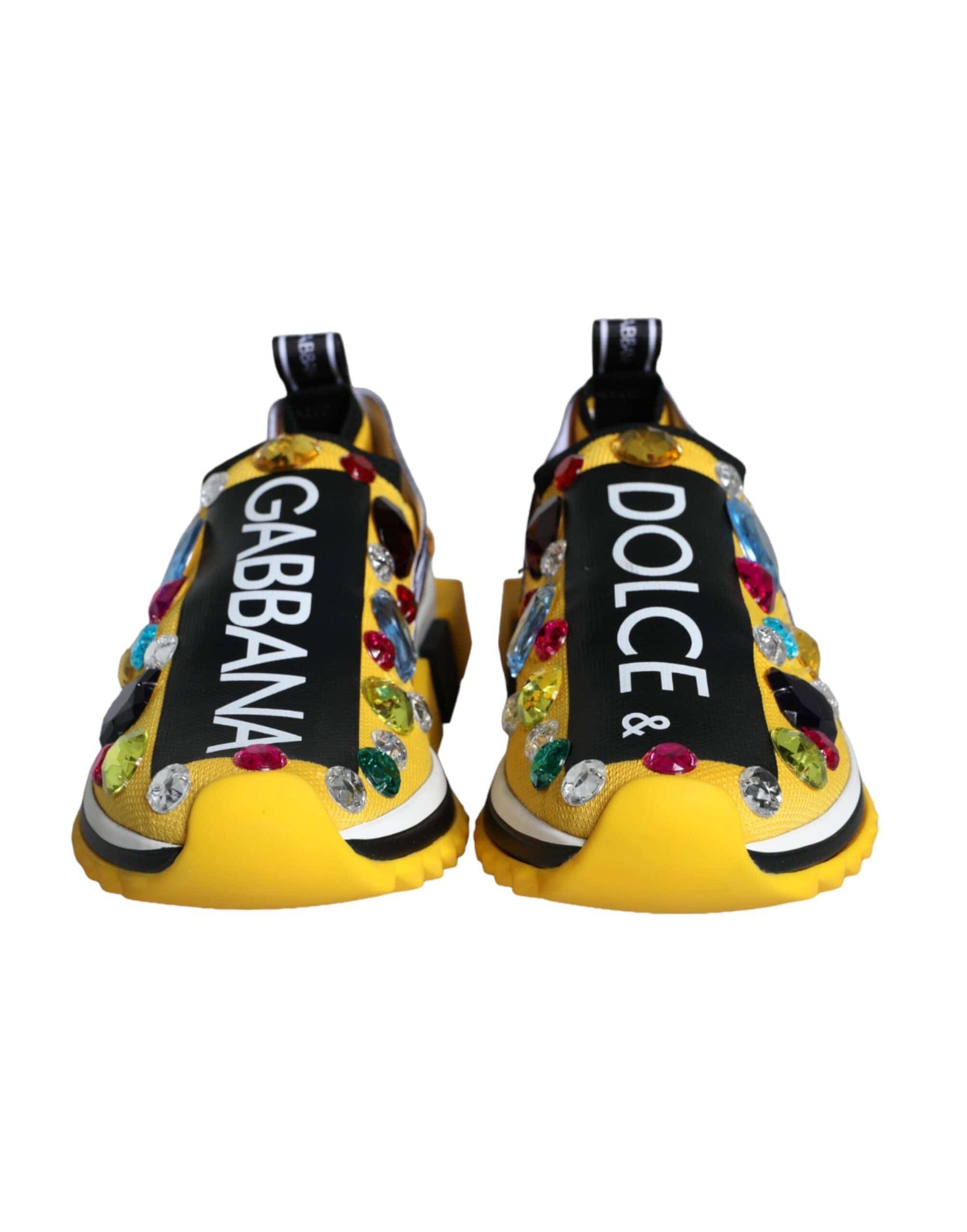 Dolce & Gabbana Yellow Sorrento Crystals Sneakers Womens Shoes - ACCEXO