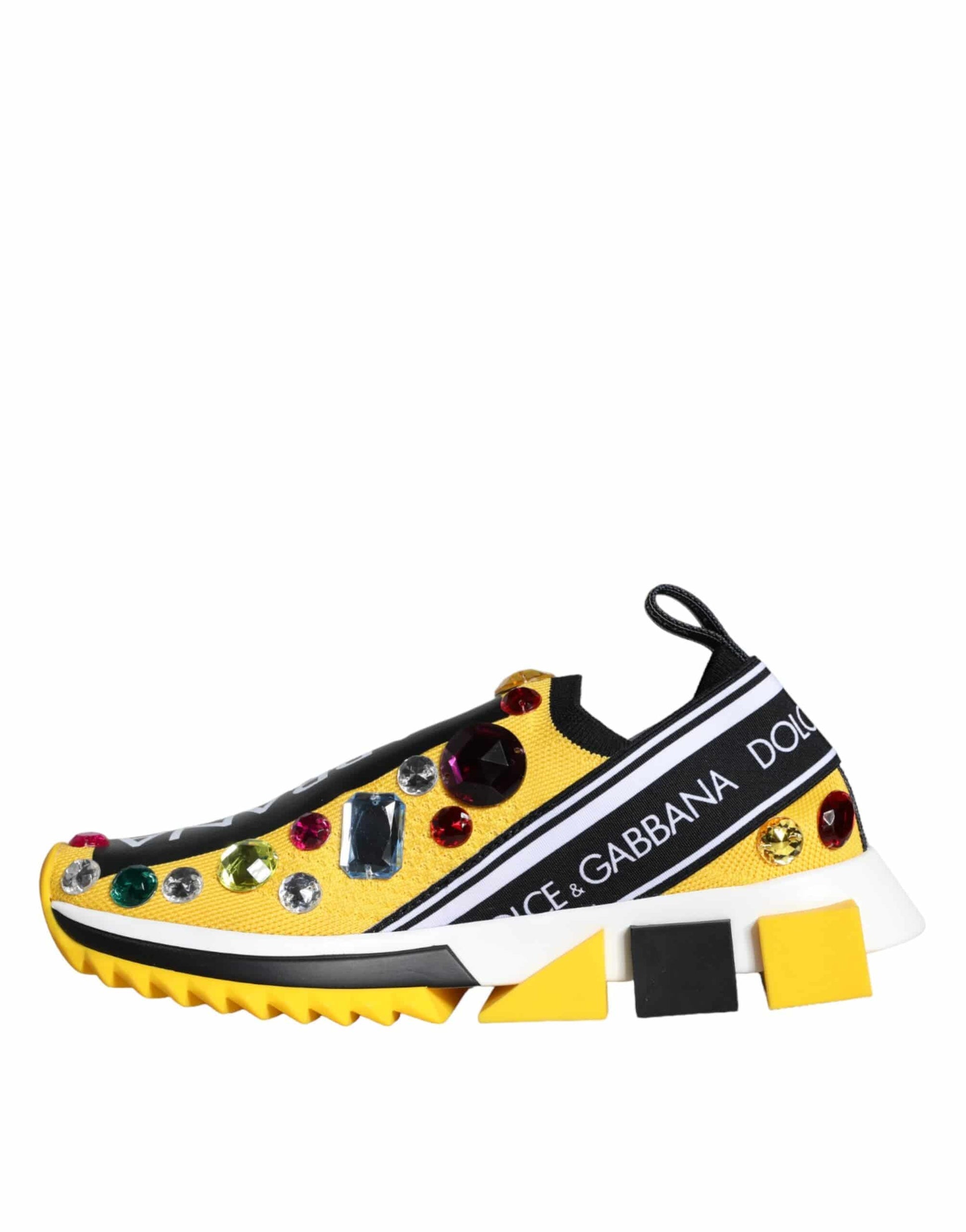Dolce & Gabbana Yellow Sorrento Crystals Sneakers Womens Shoes - ACCEXO